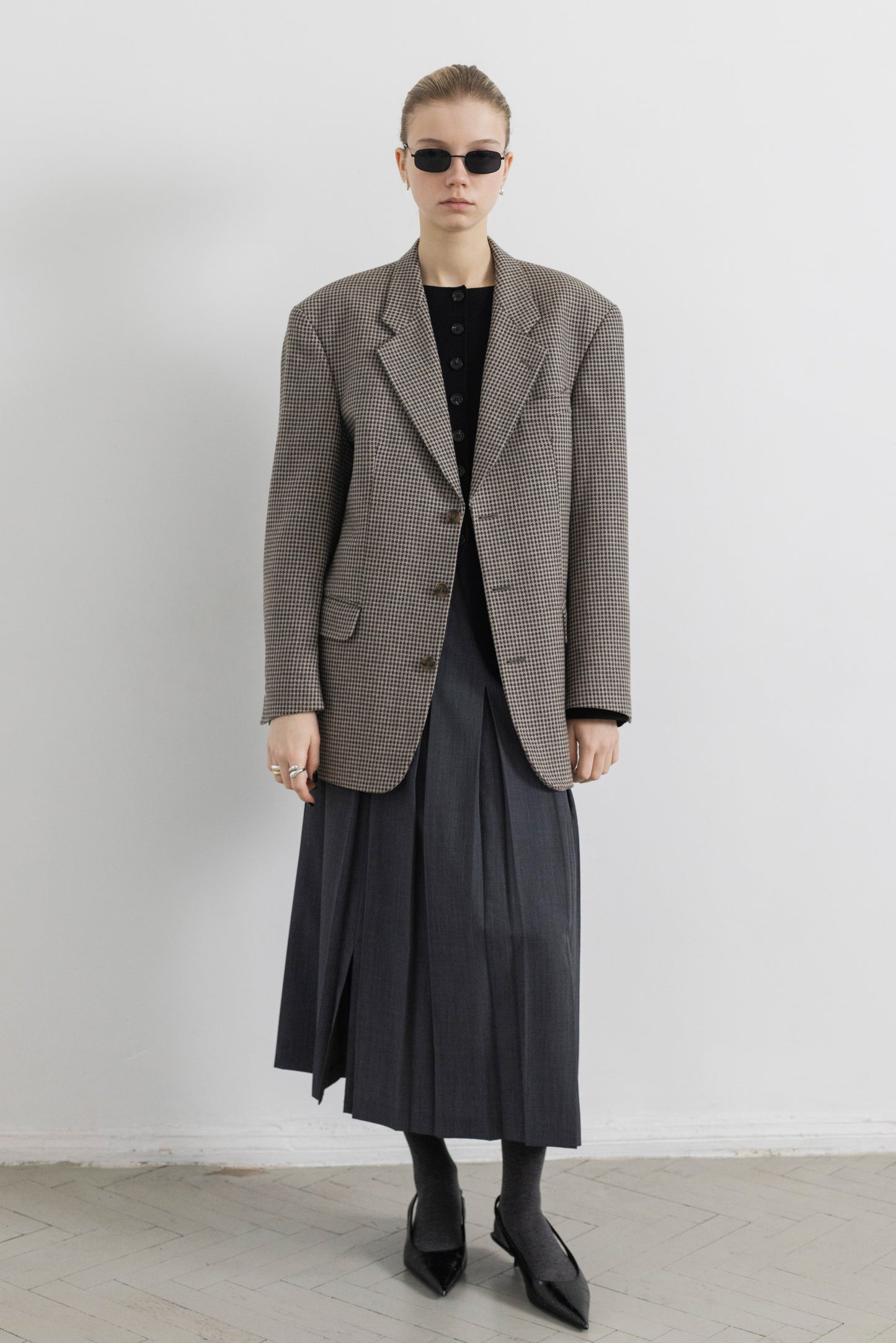 Vintage Brown Patterned Wool Blazer