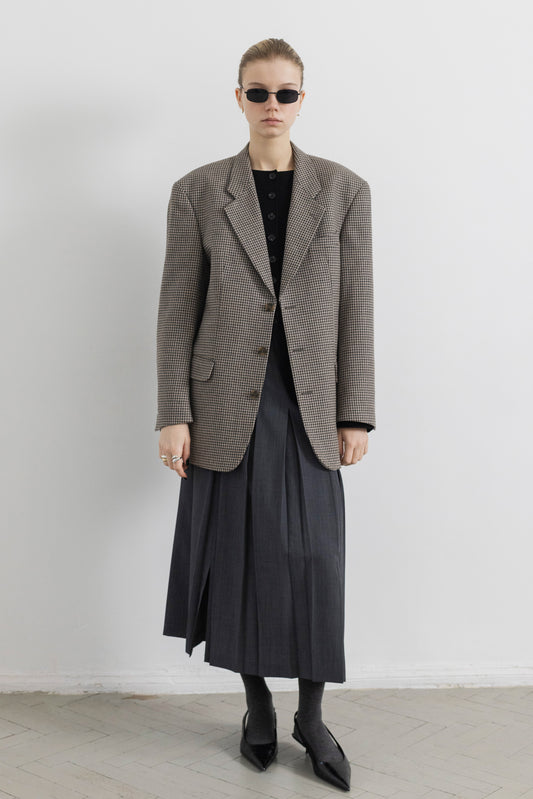 Vintage Brown Patterned Wool Blazer