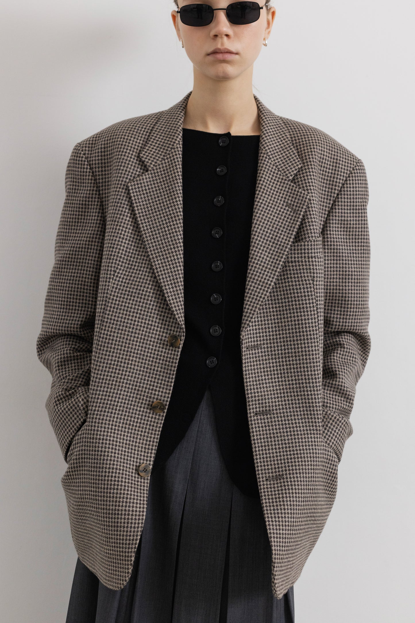 Vintage Brown Patterned Wool Blazer