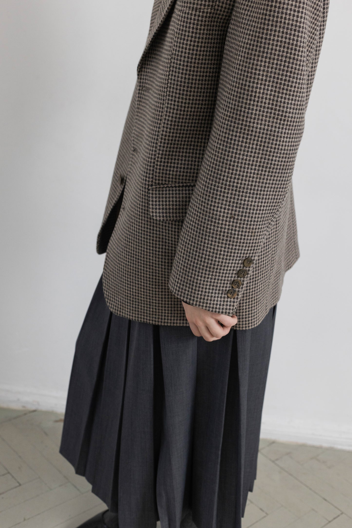 Vintage Brown Patterned Wool Blazer