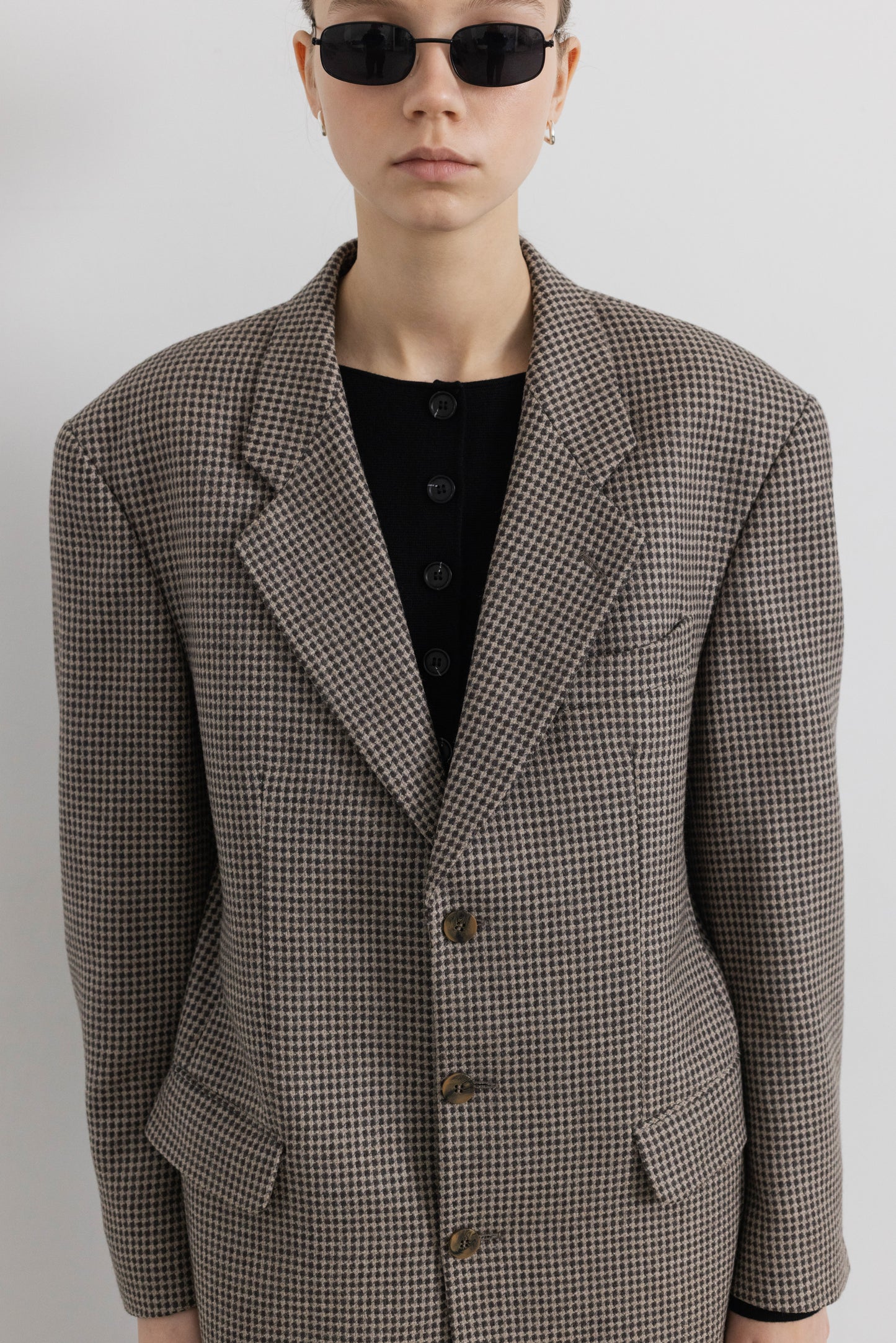Vintage Brown Patterned Wool Blazer