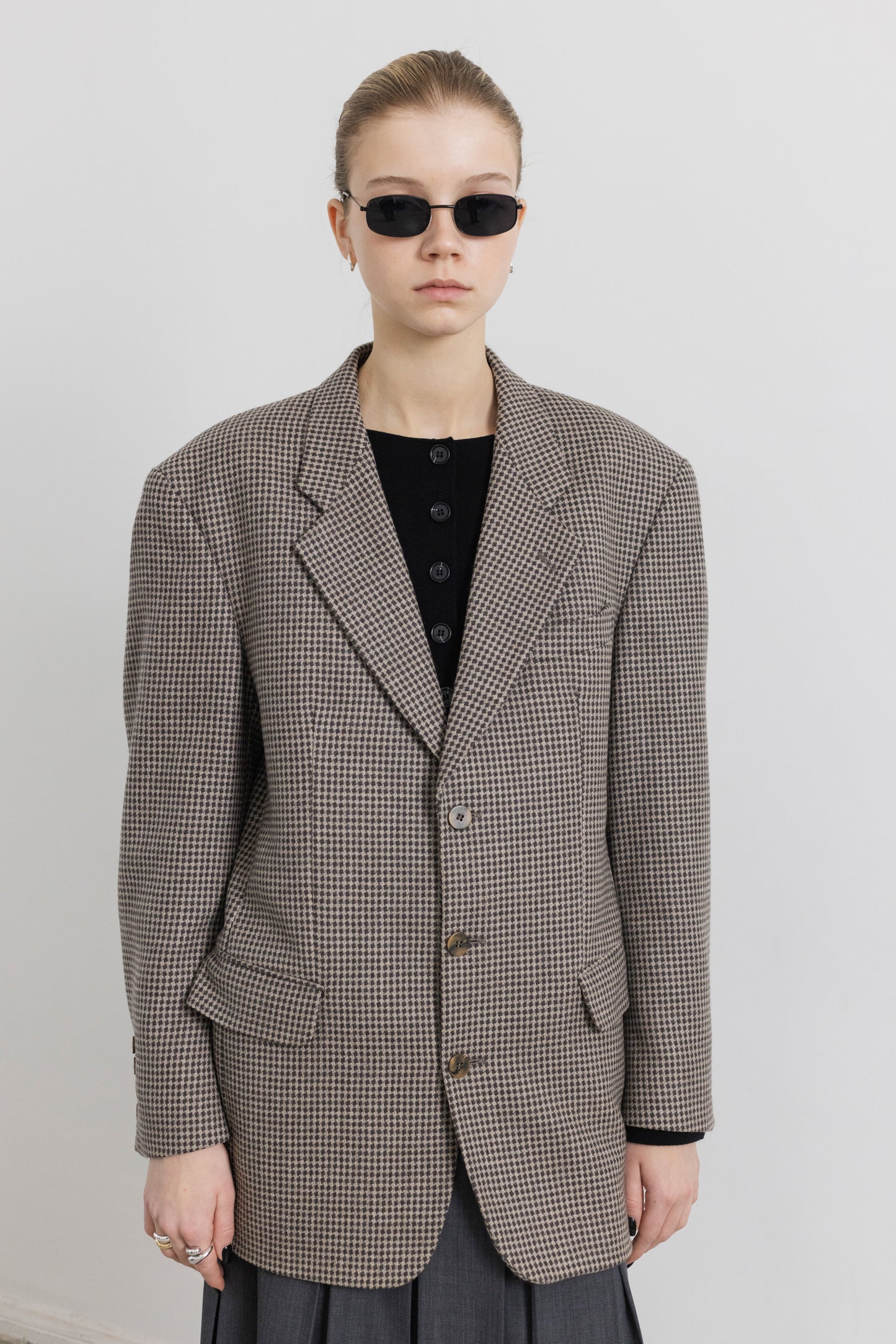 Vintage Brown Patterned Wool Blazer