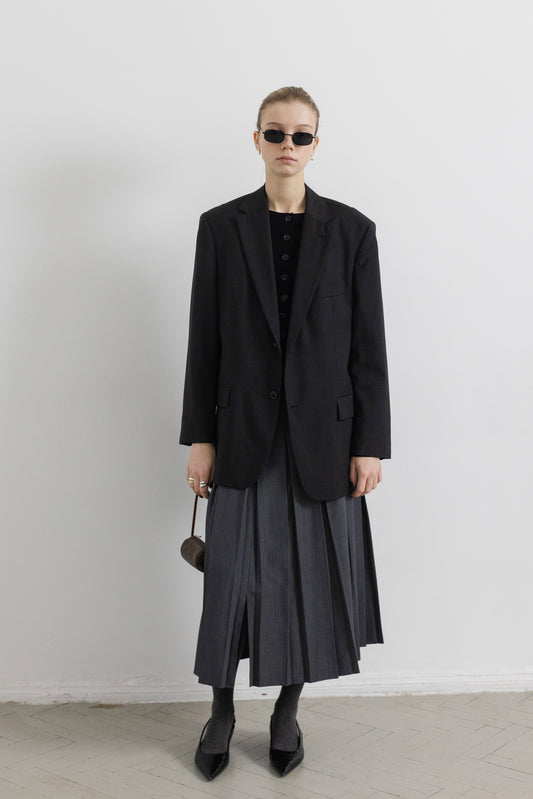 Vintage Hugo Boss Dark Grey 100% Wool Blazer