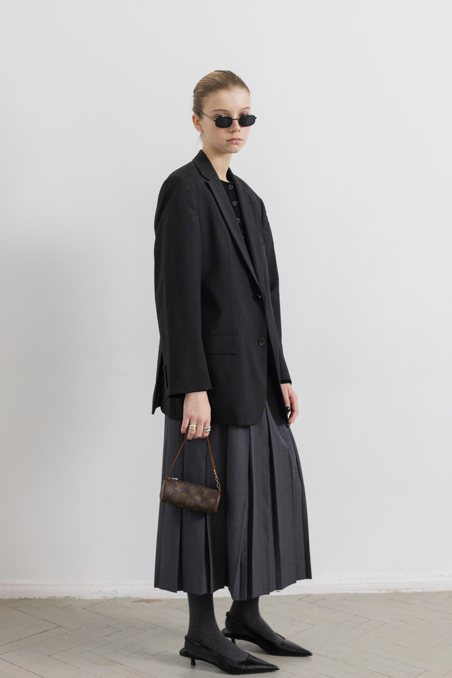 Vintage Hugo Boss Dark Grey 100% Wool Blazer