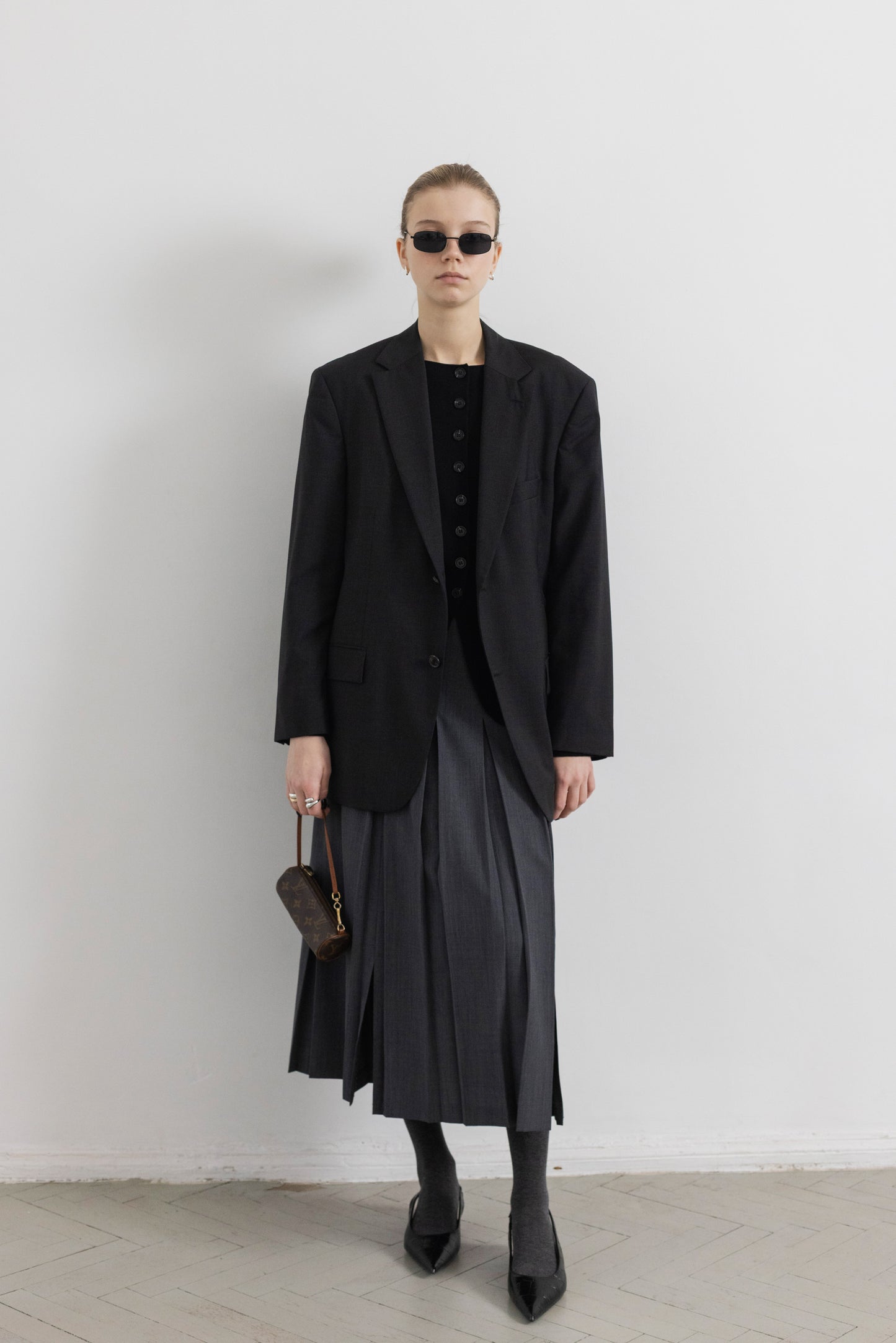 Vintage Hugo Boss Dark Grey 100% Wool Blazer