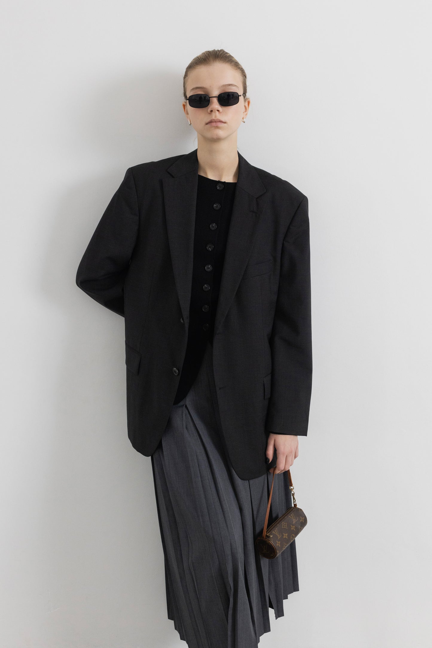 Vintage Hugo Boss Dark Grey 100% Wool Blazer