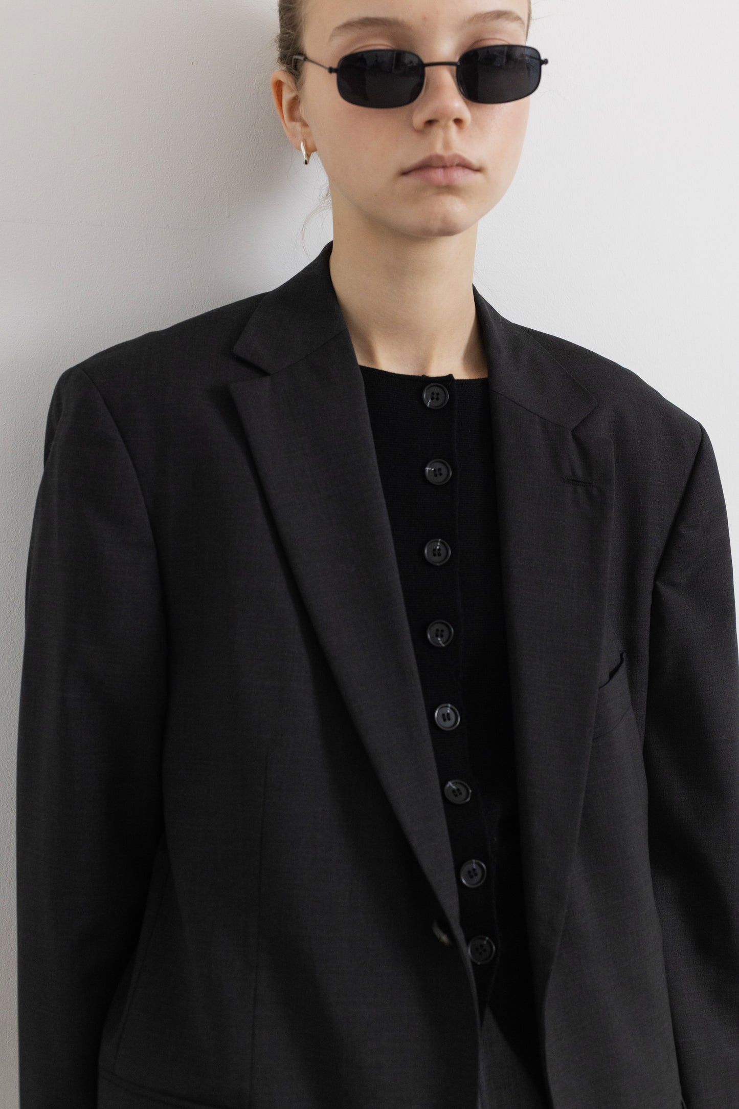 Vintage Hugo Boss Dark Grey 100% Wool Blazer