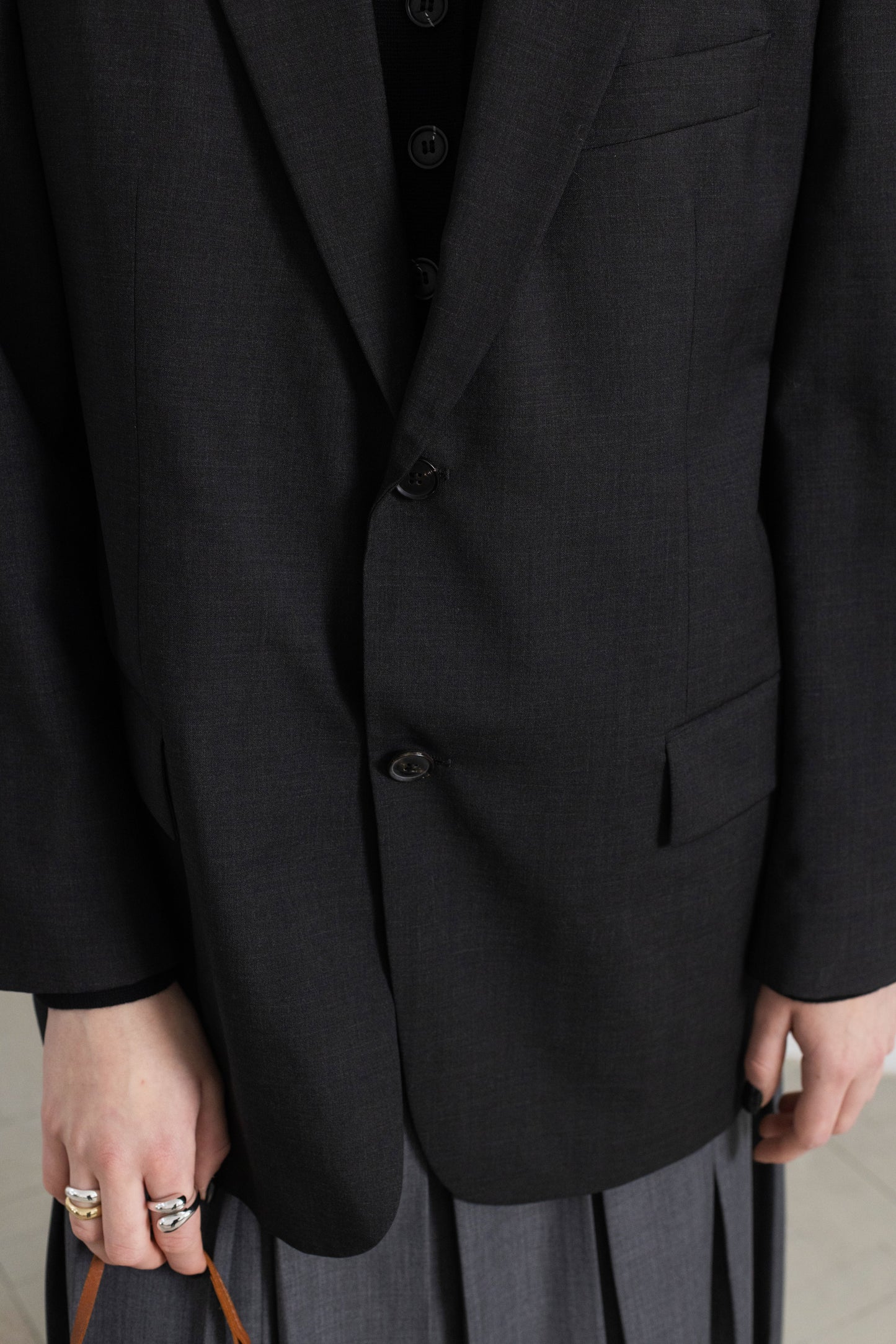 Vintage Hugo Boss Dark Grey 100% Wool Blazer