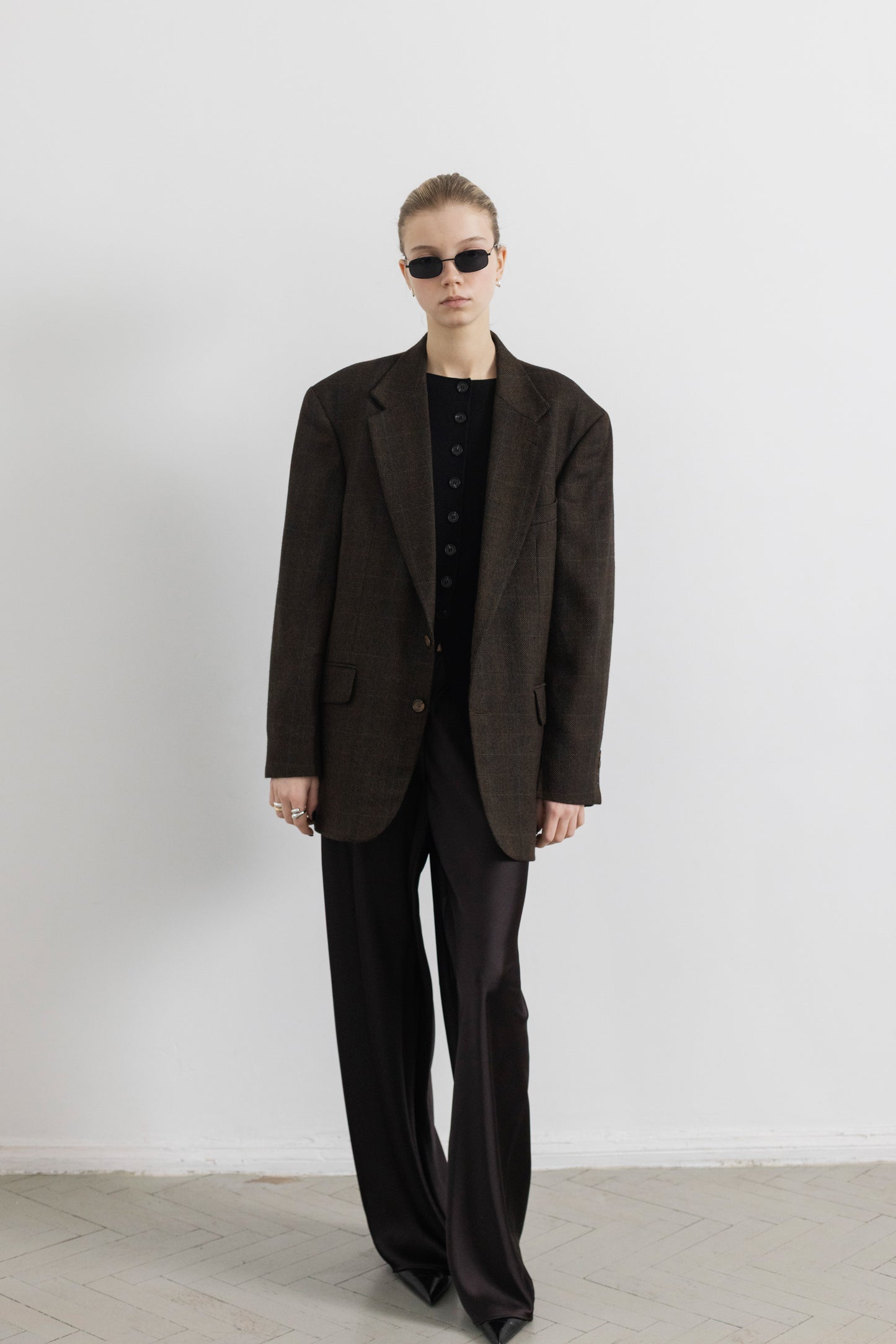 Vintage Oscar de la Renta Brown 100% Wool Blazer