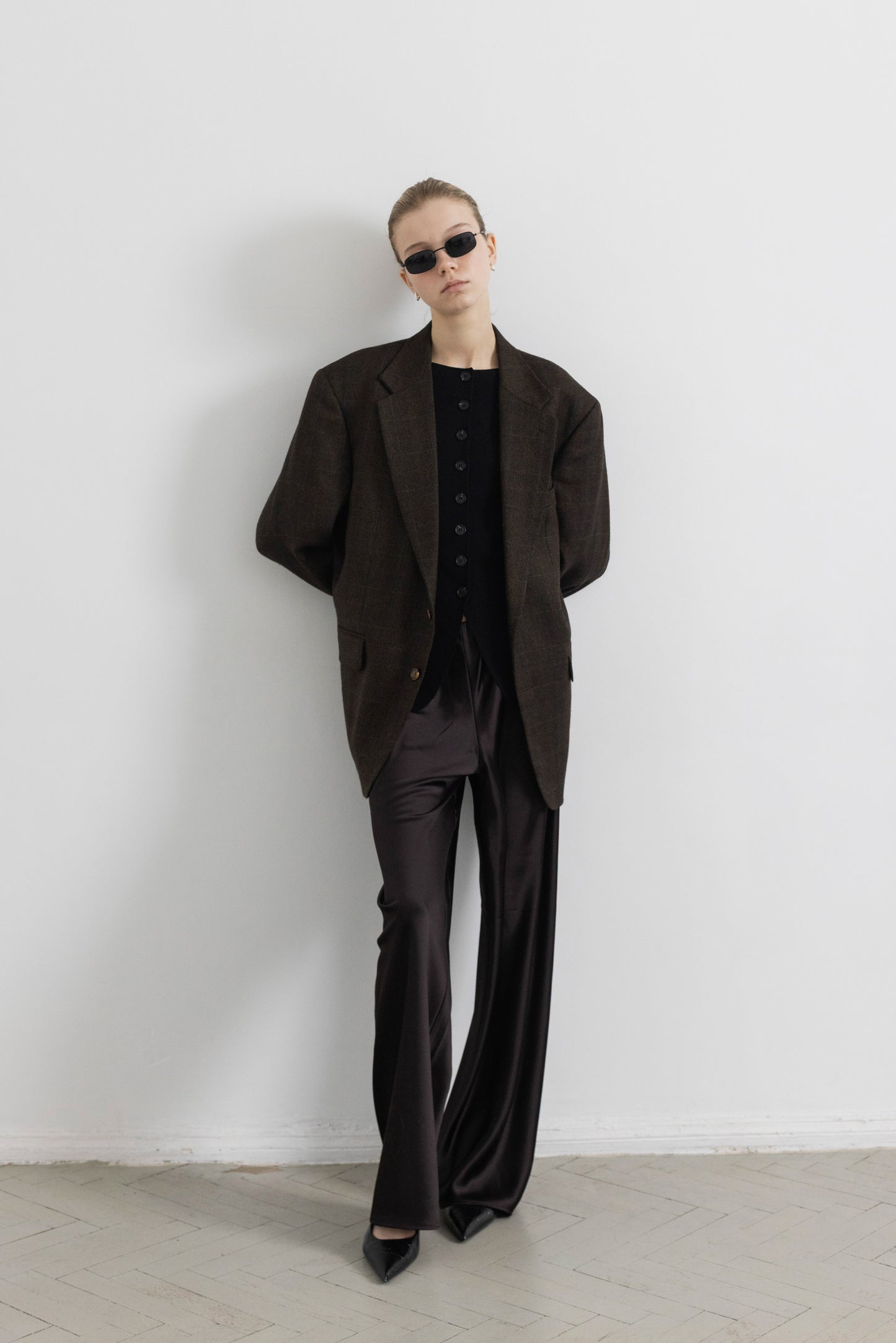 Vintage Oscar de la Renta Brown 100% Wool Blazer