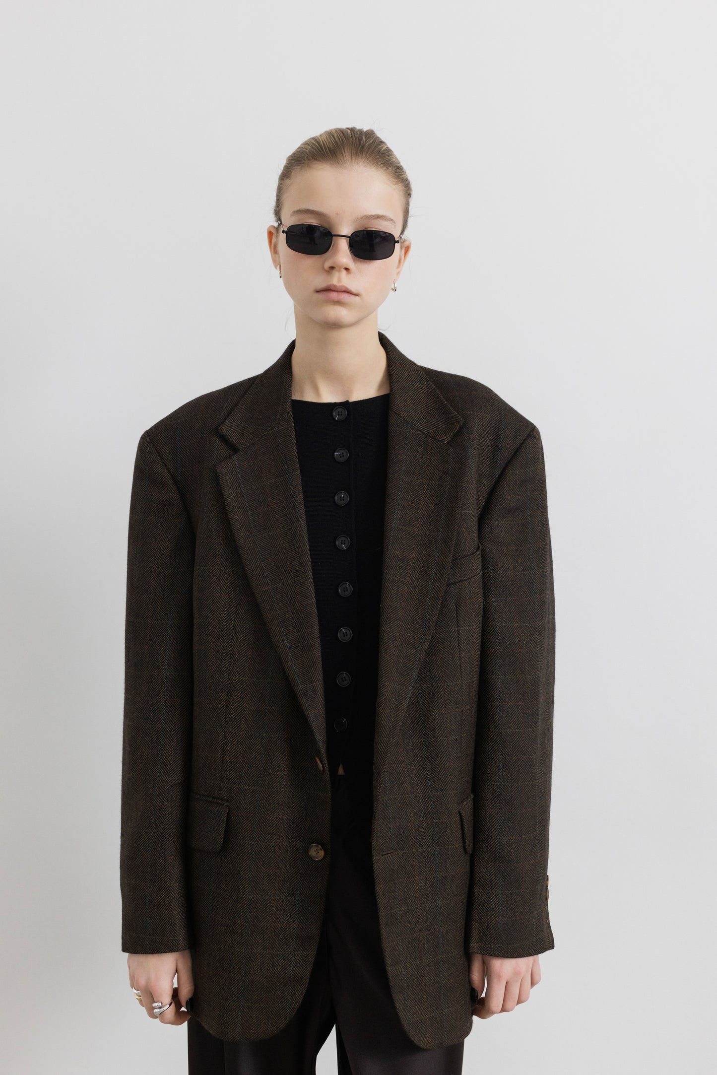 Vintage Oscar de la Renta Brown 100% Wool Blazer