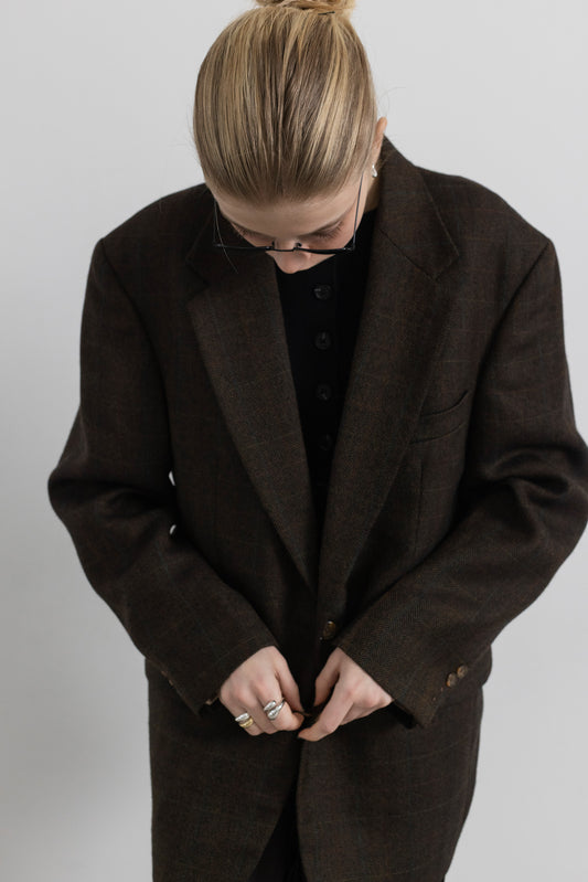 Vintage Oscar de la Renta Brown 100% Wool Blazer