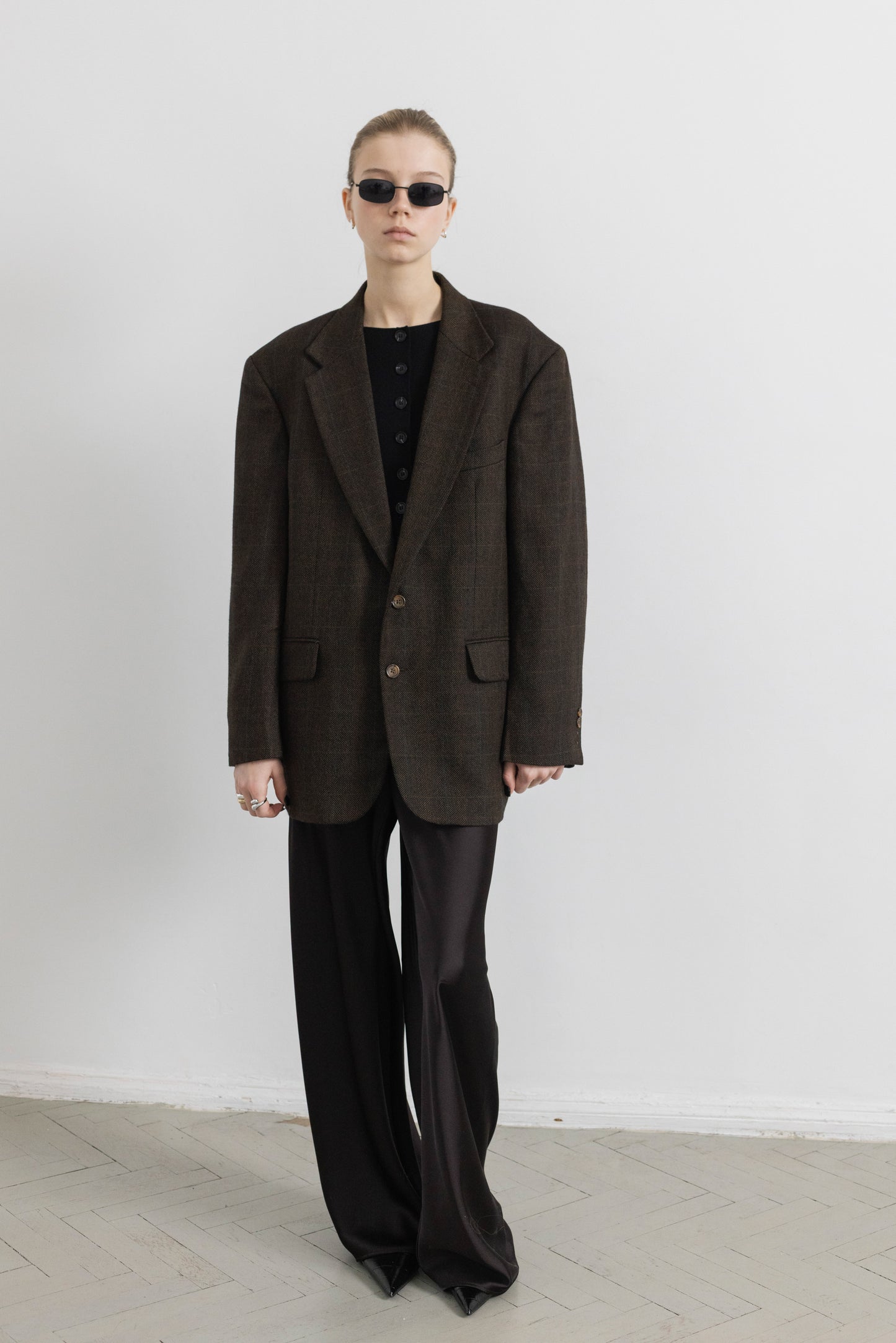 Vintage Oscar de la Renta Brown 100% Wool Blazer