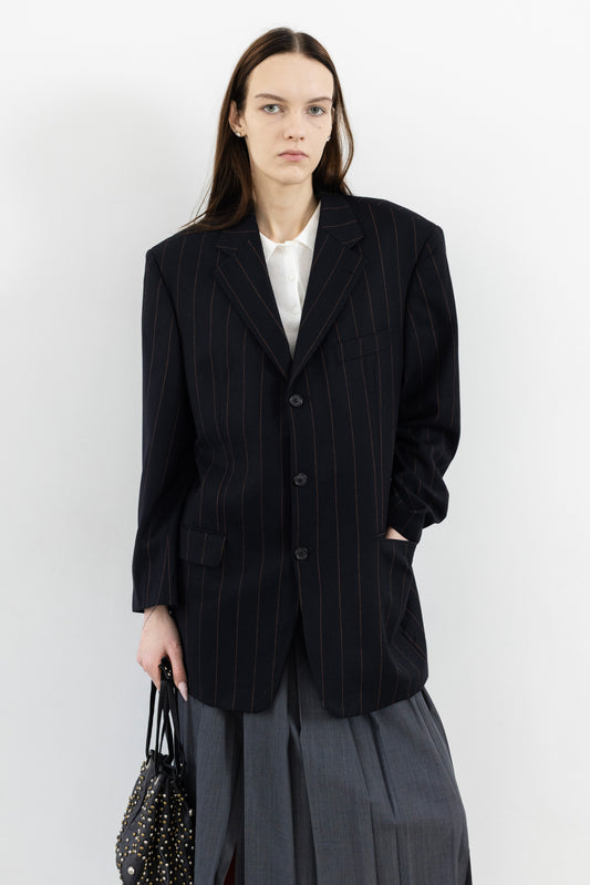 RESERVED Vintage Hugo Boss Navy Pinstripe Wool & Cashmere Blazer