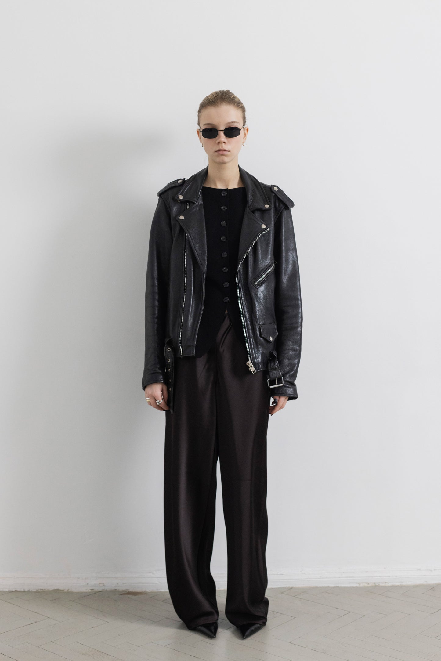 Vintage Black Biker Leather Jacket