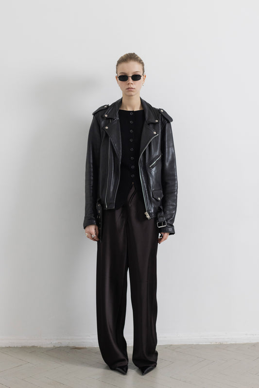 Vintage Black Biker Leather Jacket