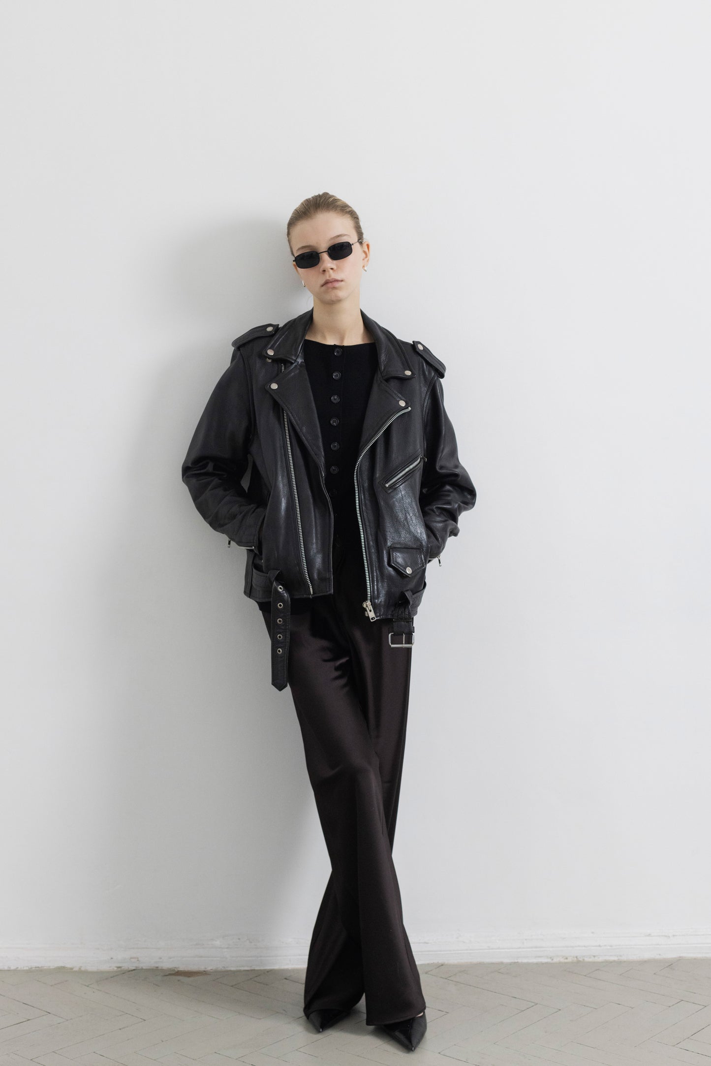 Vintage Black Biker Leather Jacket