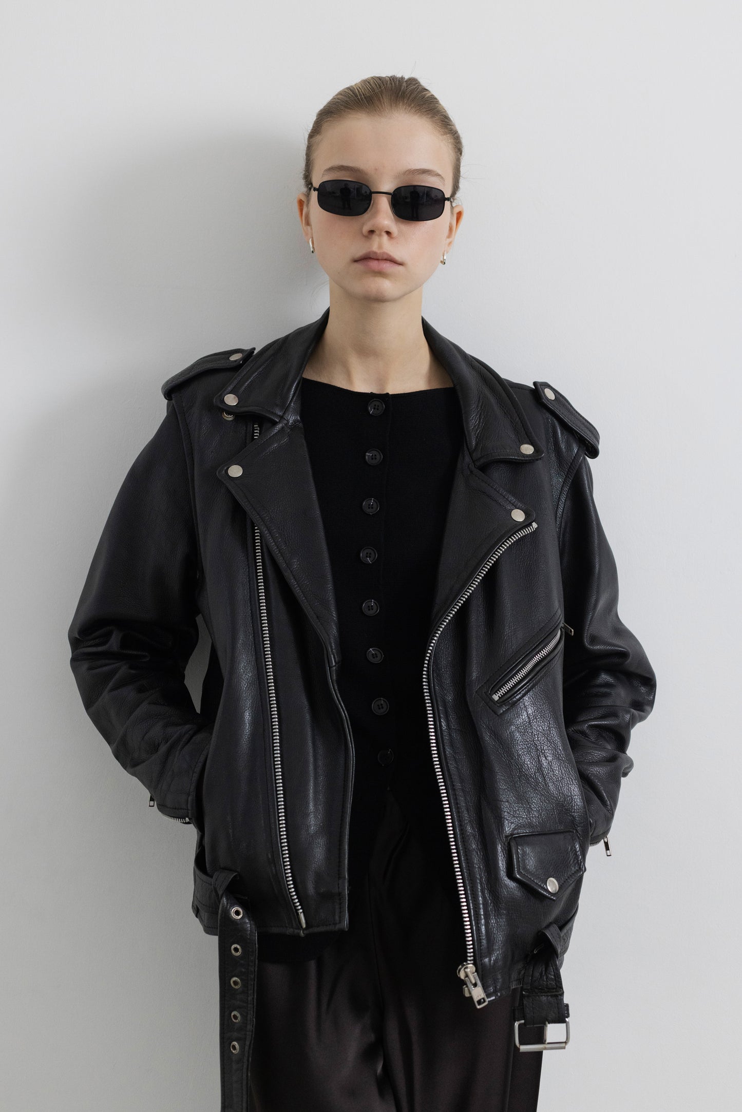 Vintage Black Biker Leather Jacket