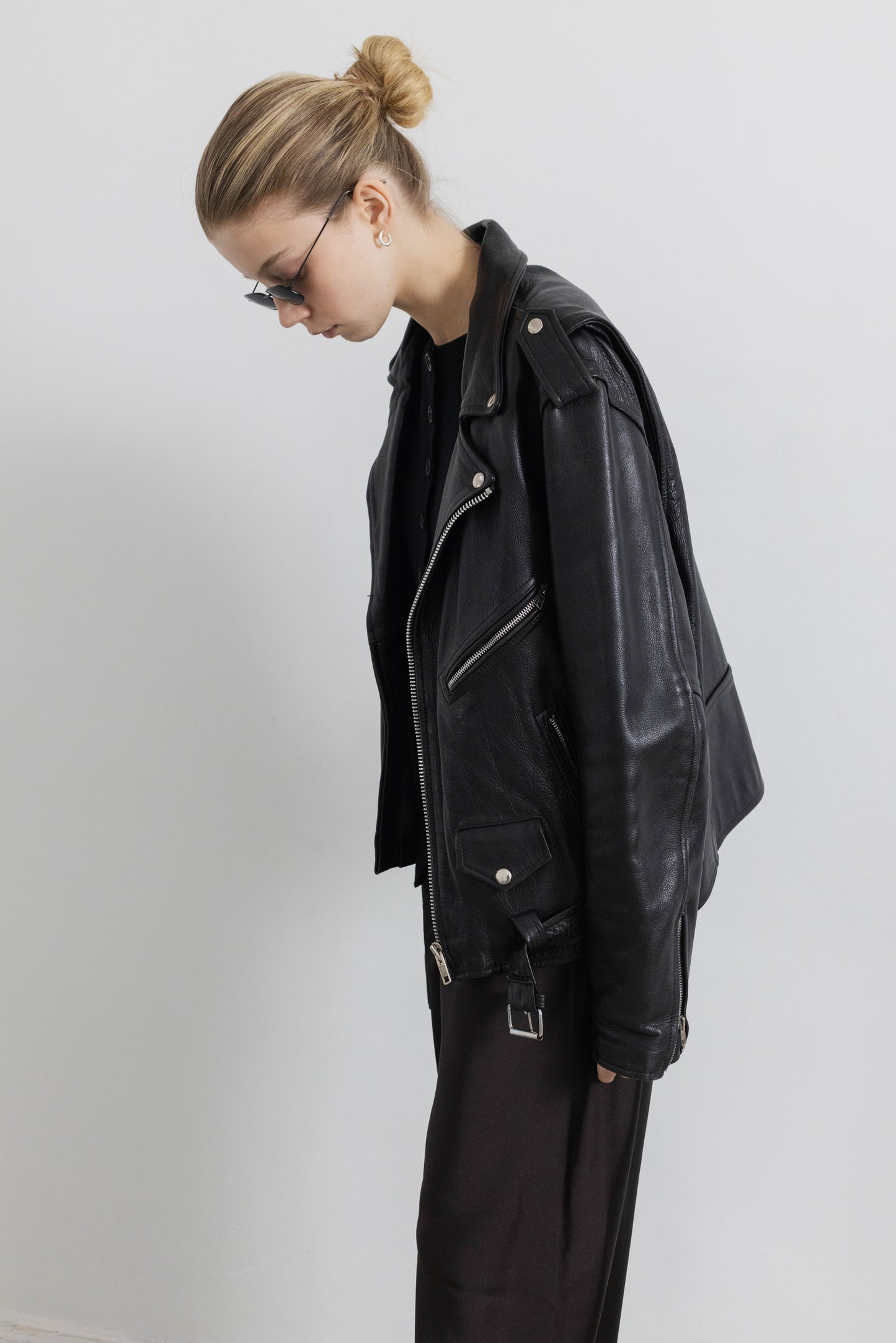 Vintage Black Biker Leather Jacket