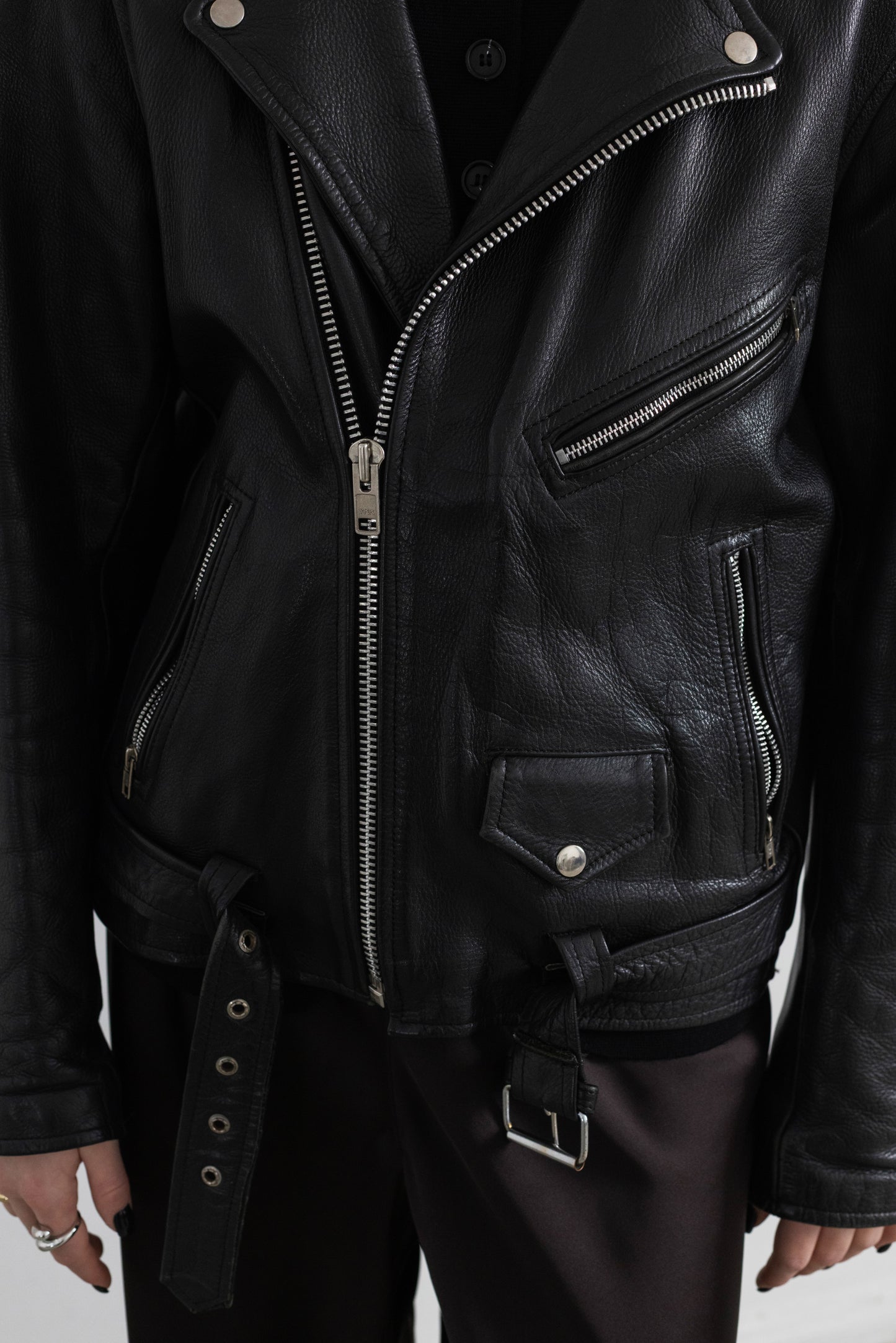 Vintage Black Biker Leather Jacket