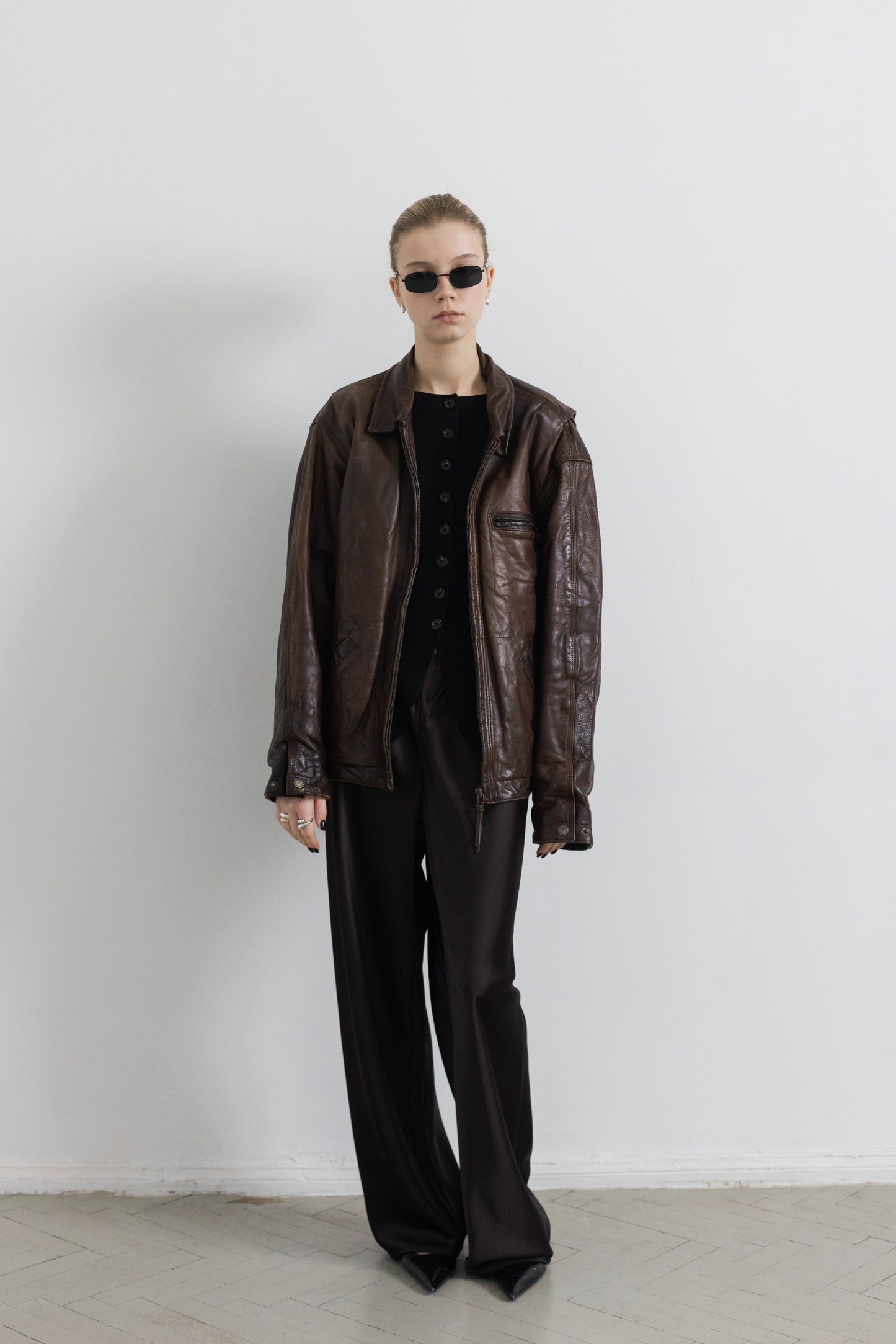 Vintage Brown Boxy Leather Jacket