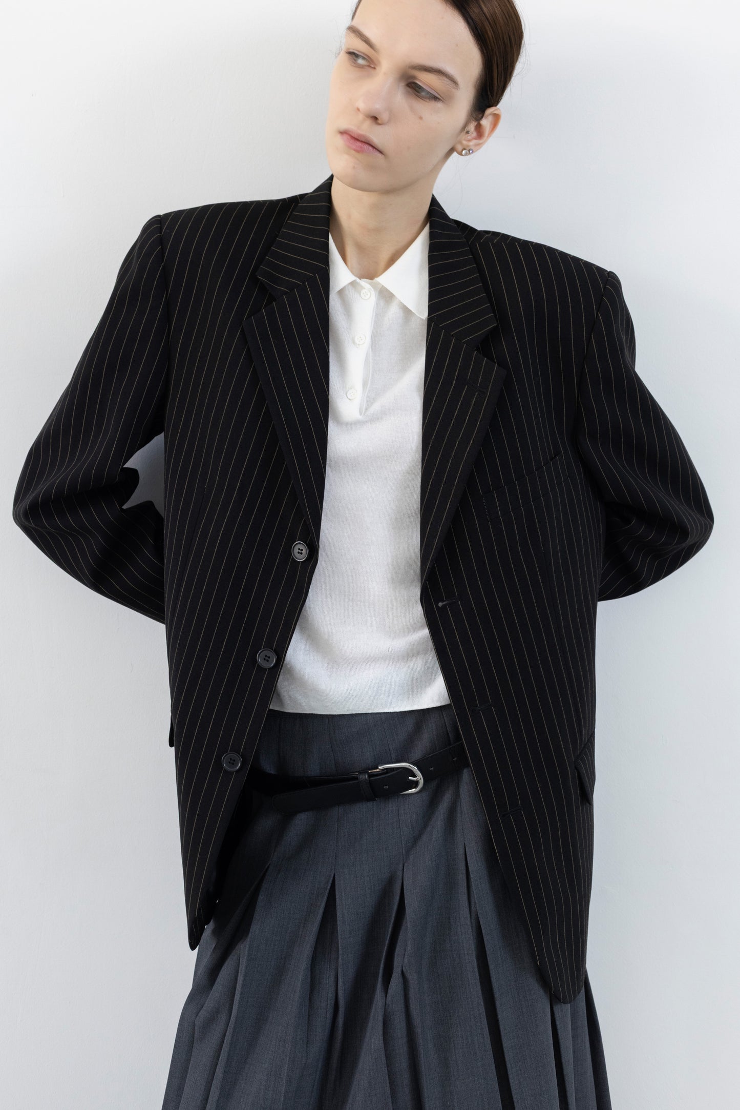 Vintage Black Pinstripe Blazer