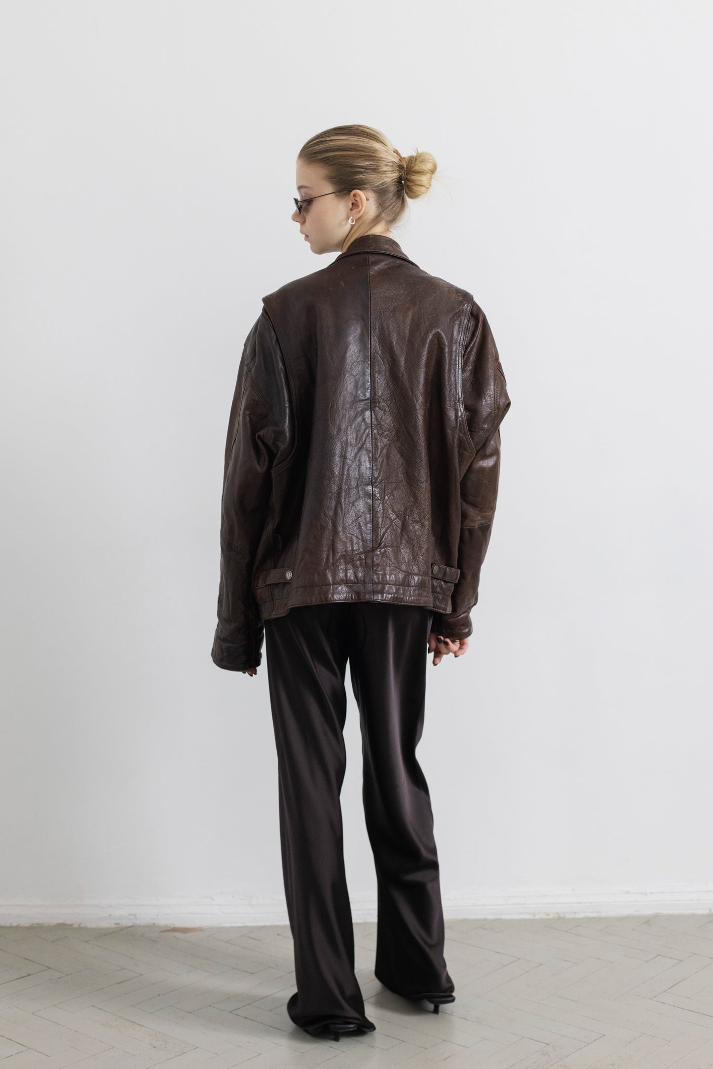 Vintage Brown Boxy Leather Jacket