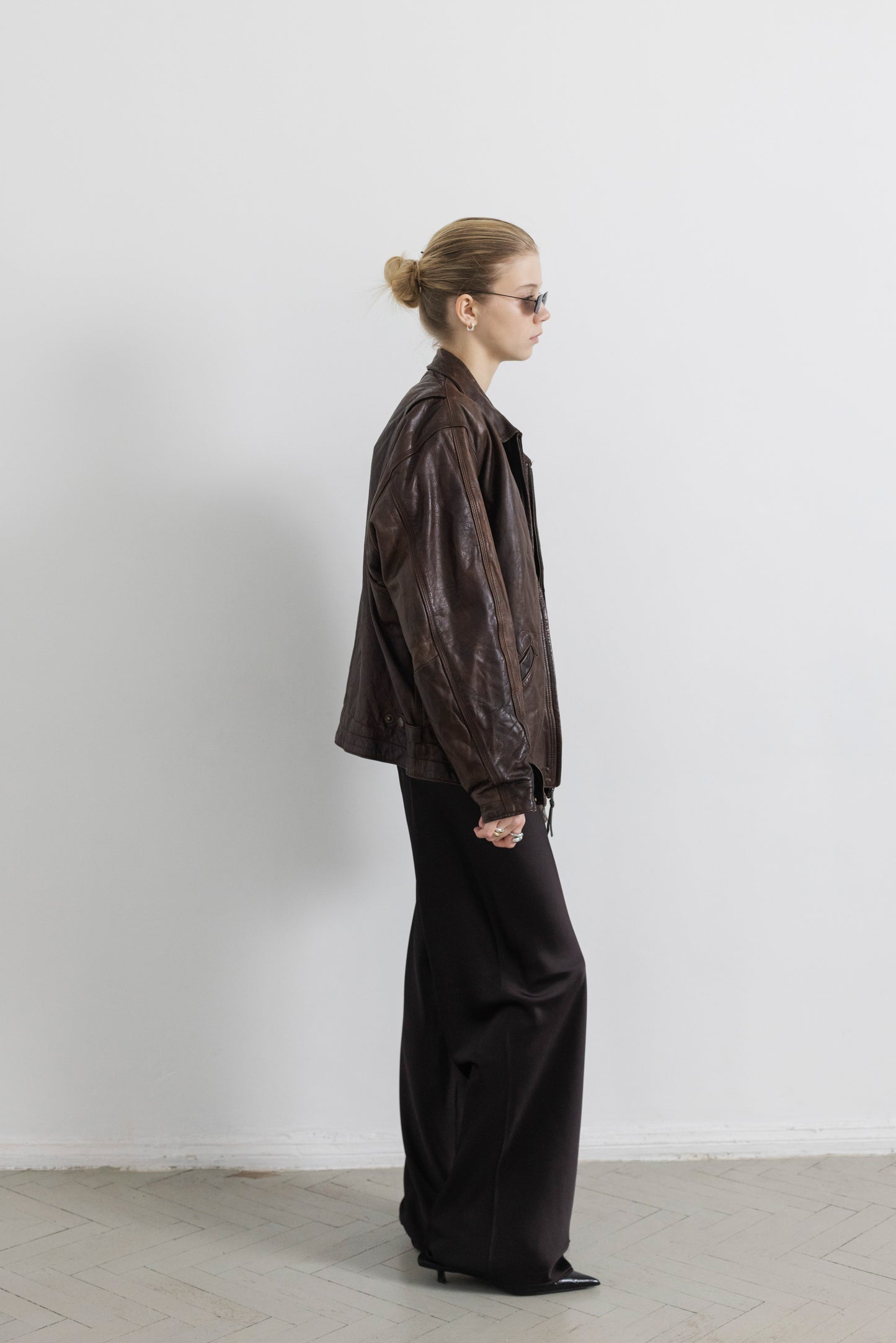 Vintage Brown Boxy Leather Jacket