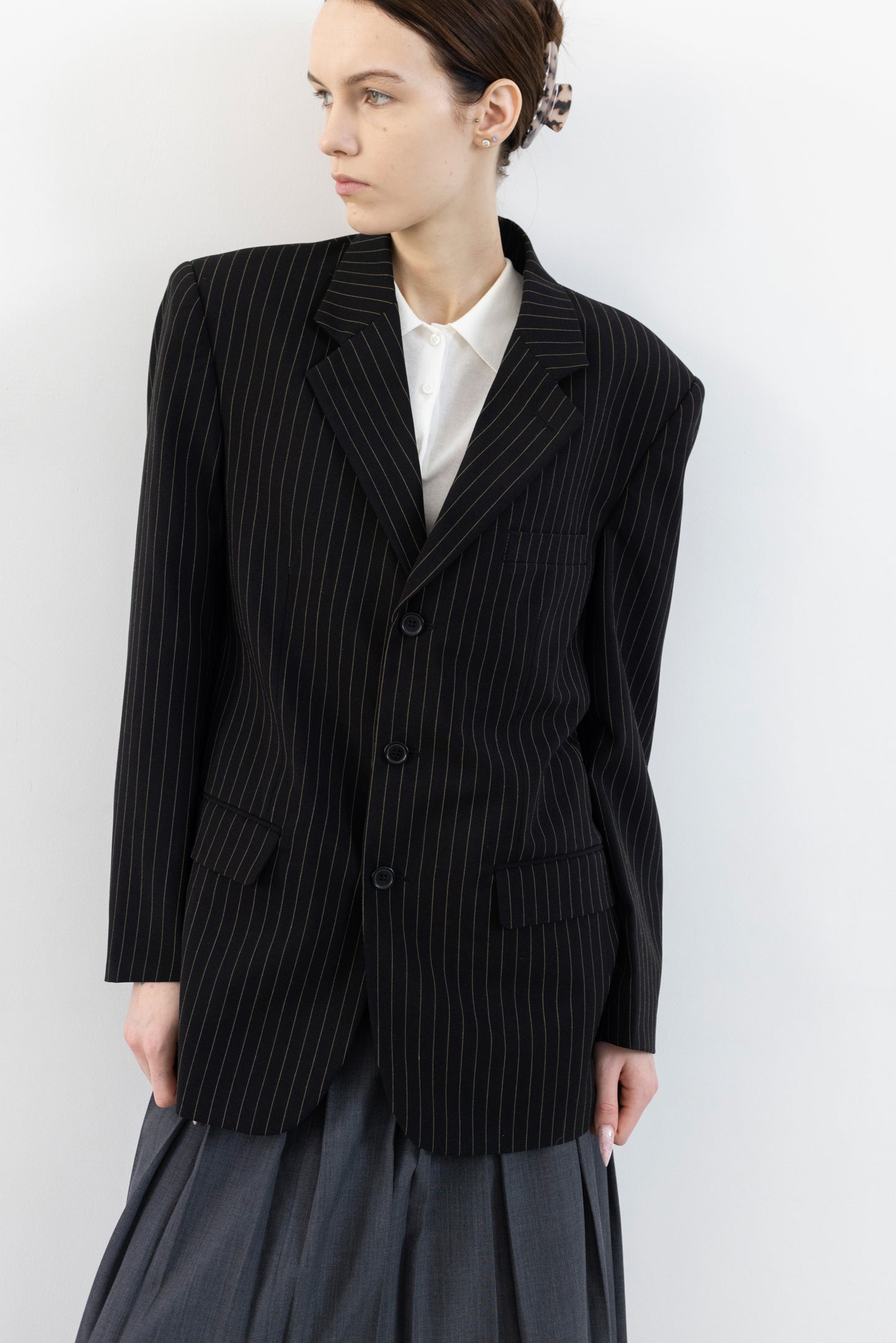 Vintage Black Pinstripe Blazer