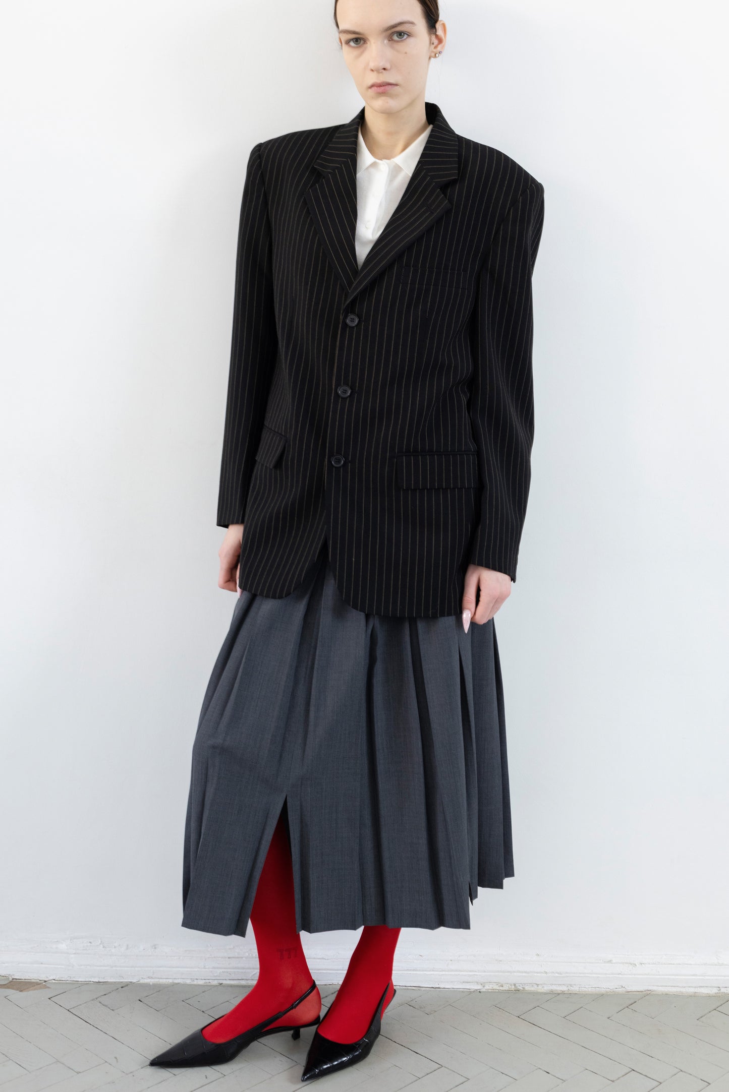 Vintage Black Pinstripe Blazer