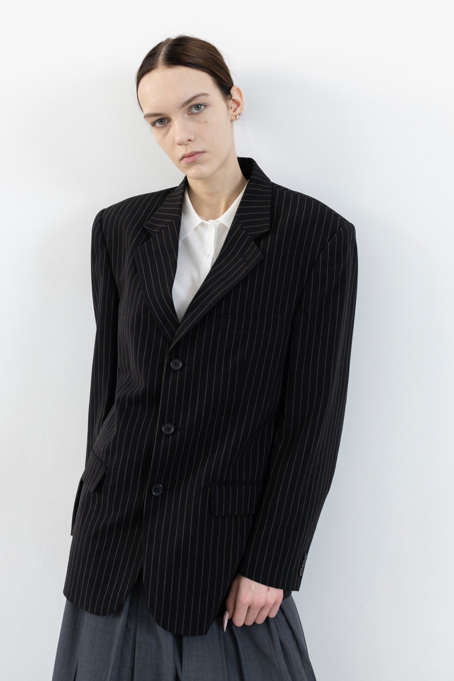 Vintage Black Pinstripe Blazer