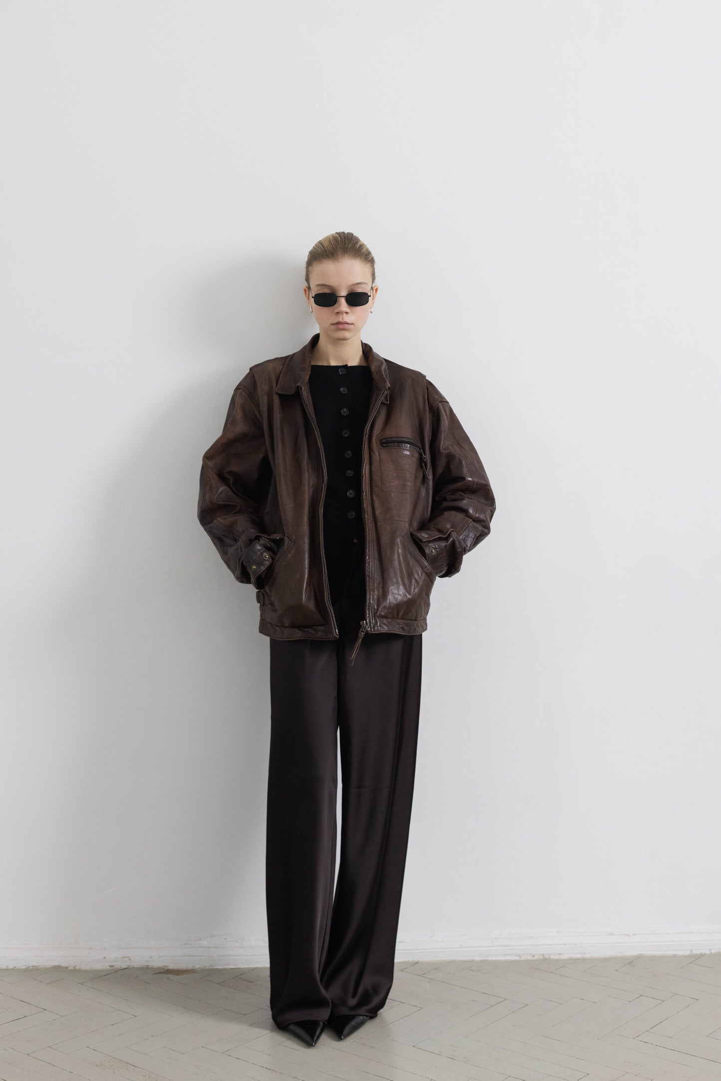 Vintage Brown Boxy Leather Jacket