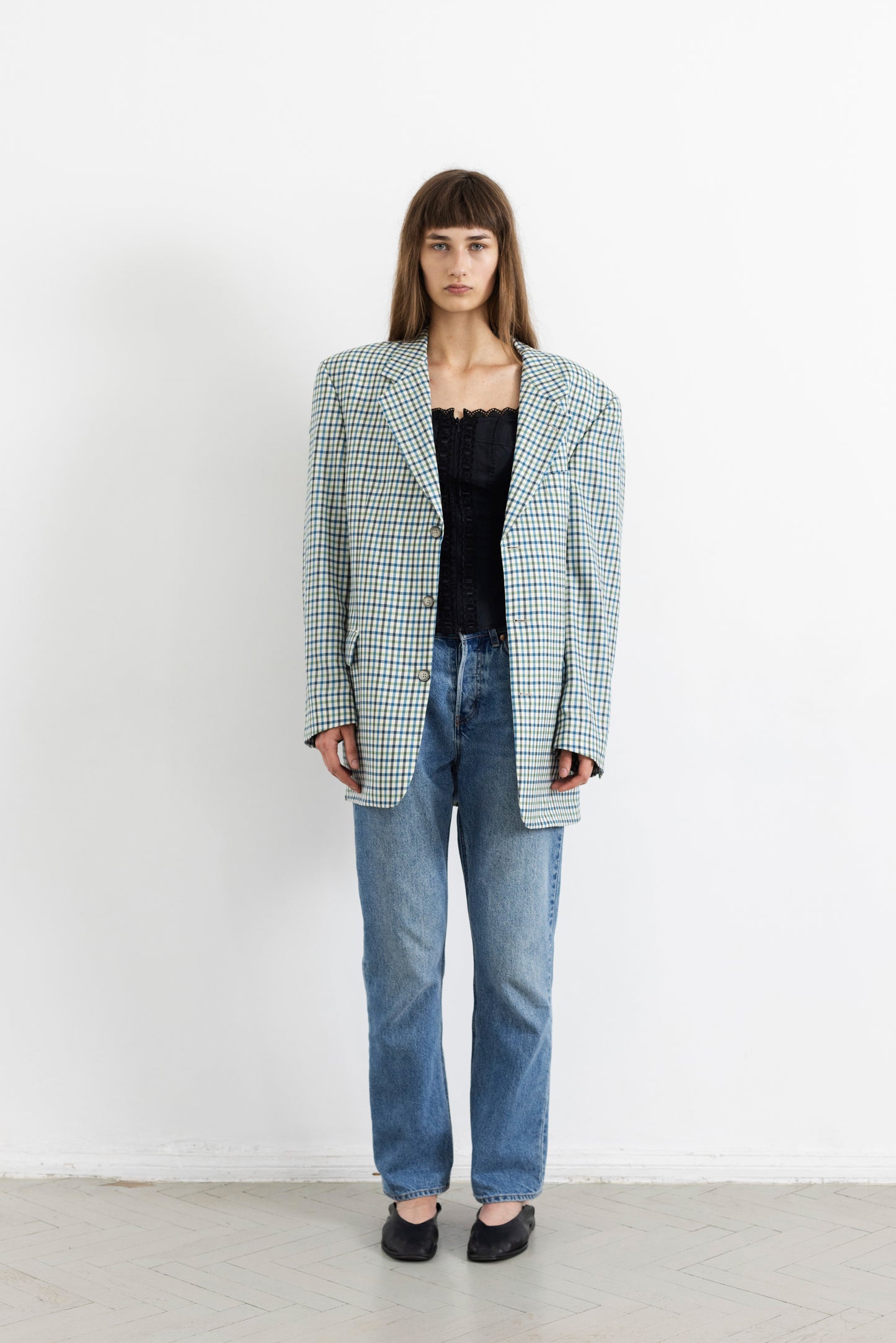 Vintage Rene Lezard Checked 100% Wool Blazer