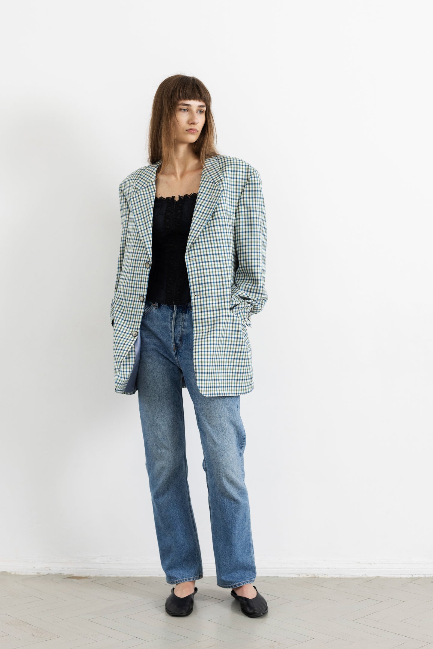 Vintage Rene Lezard Checked 100% Wool Blazer