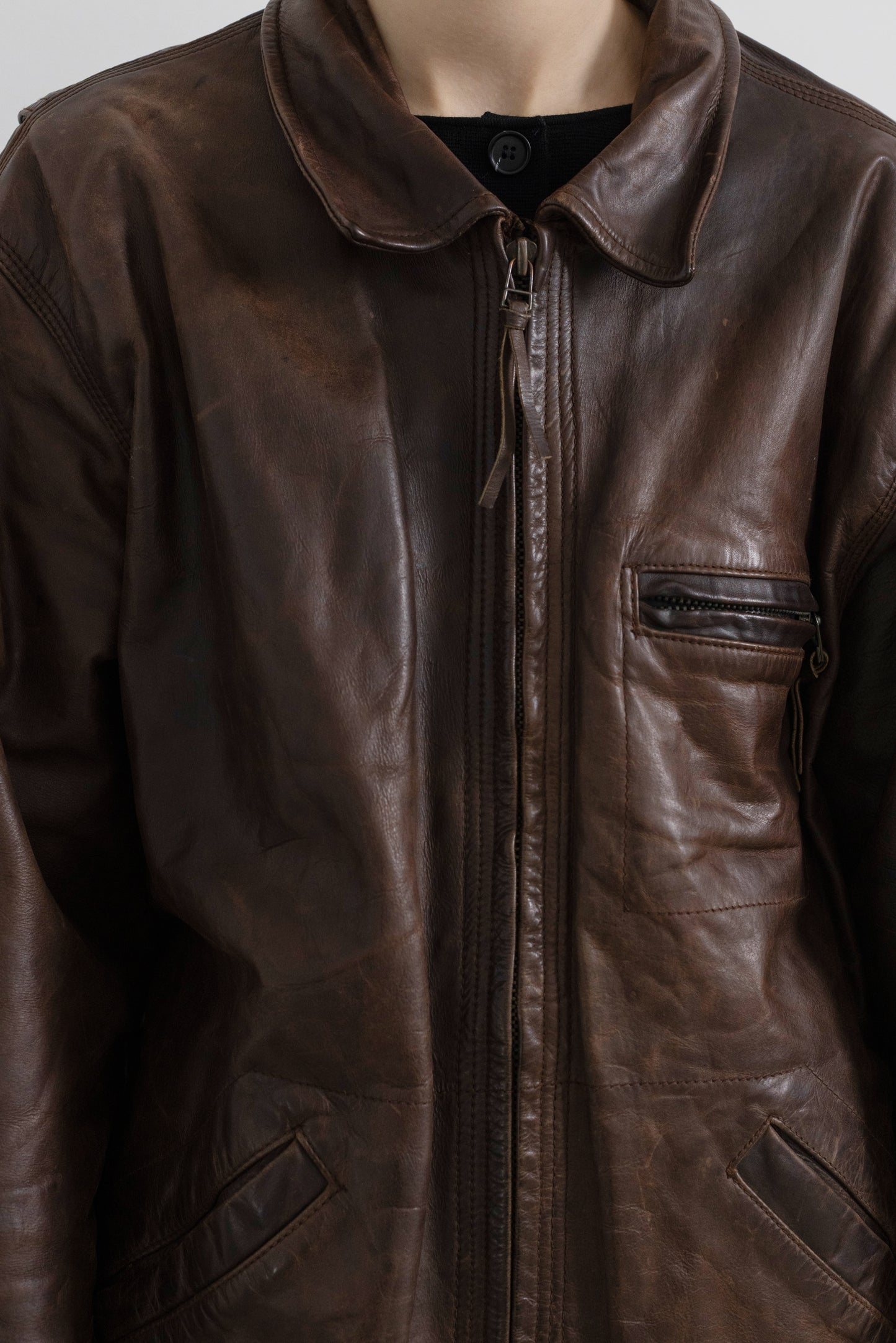 Vintage Brown Boxy Leather Jacket