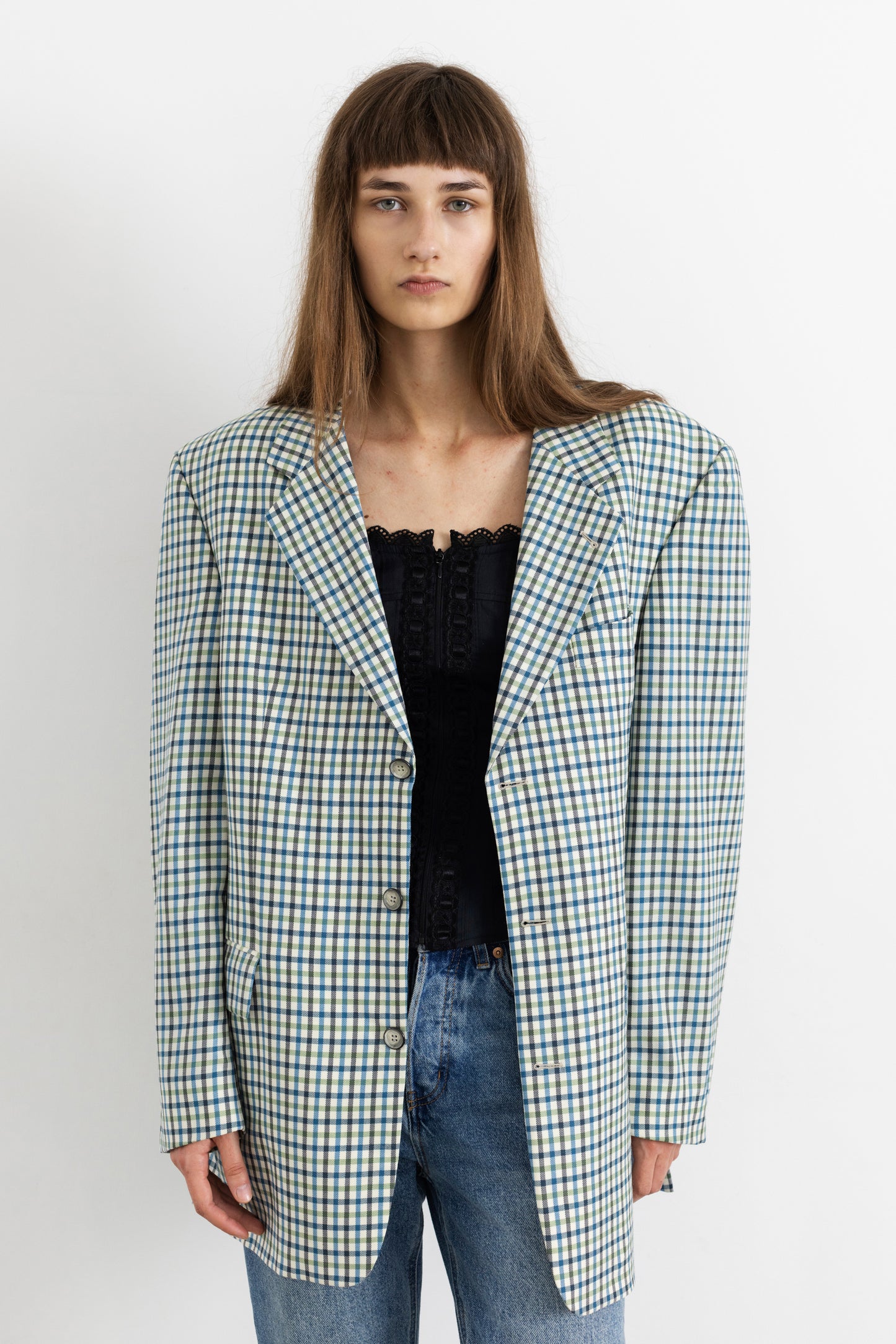Vintage Rene Lezard Checked 100% Wool Blazer