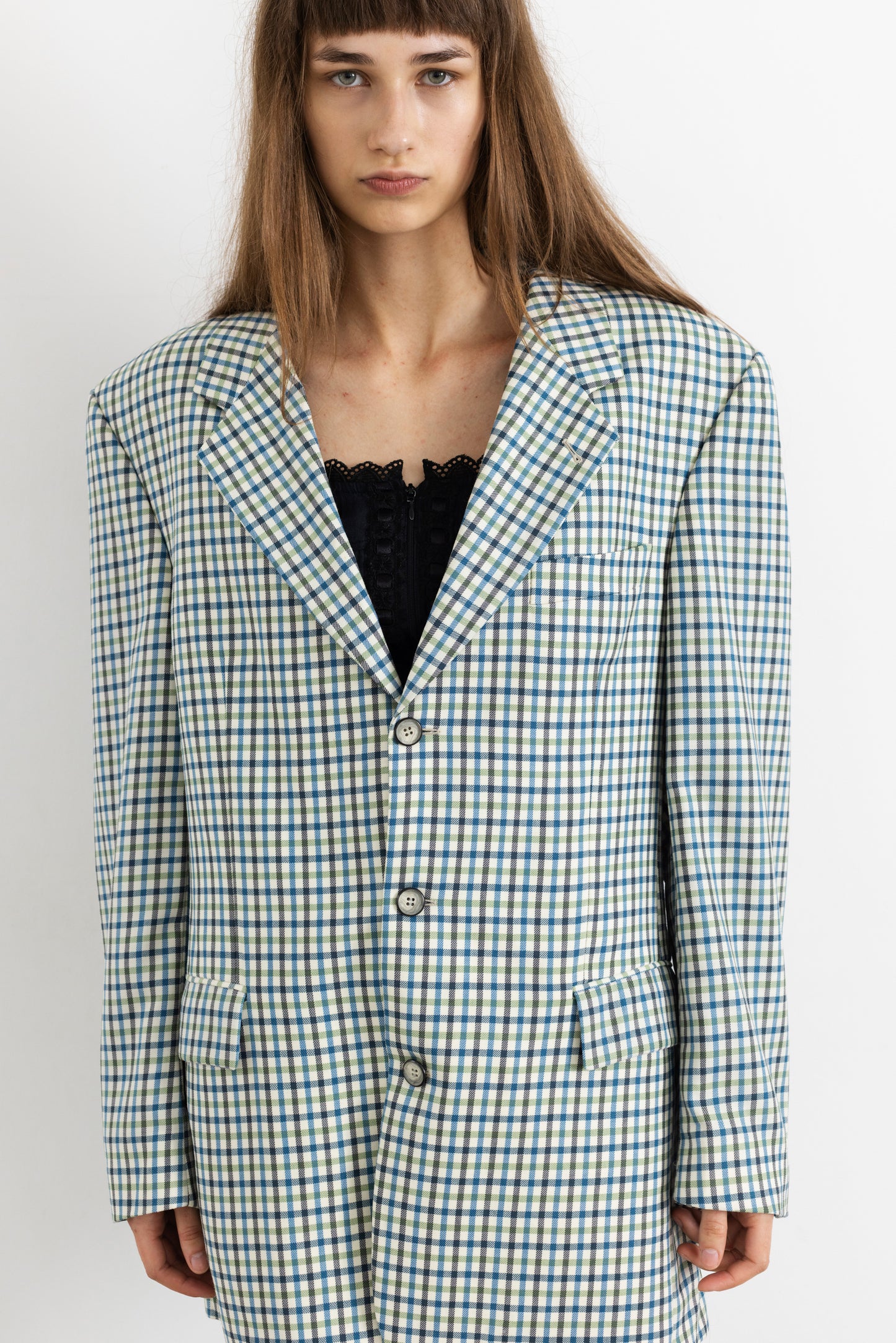 Vintage Rene Lezard Checked 100% Wool Blazer