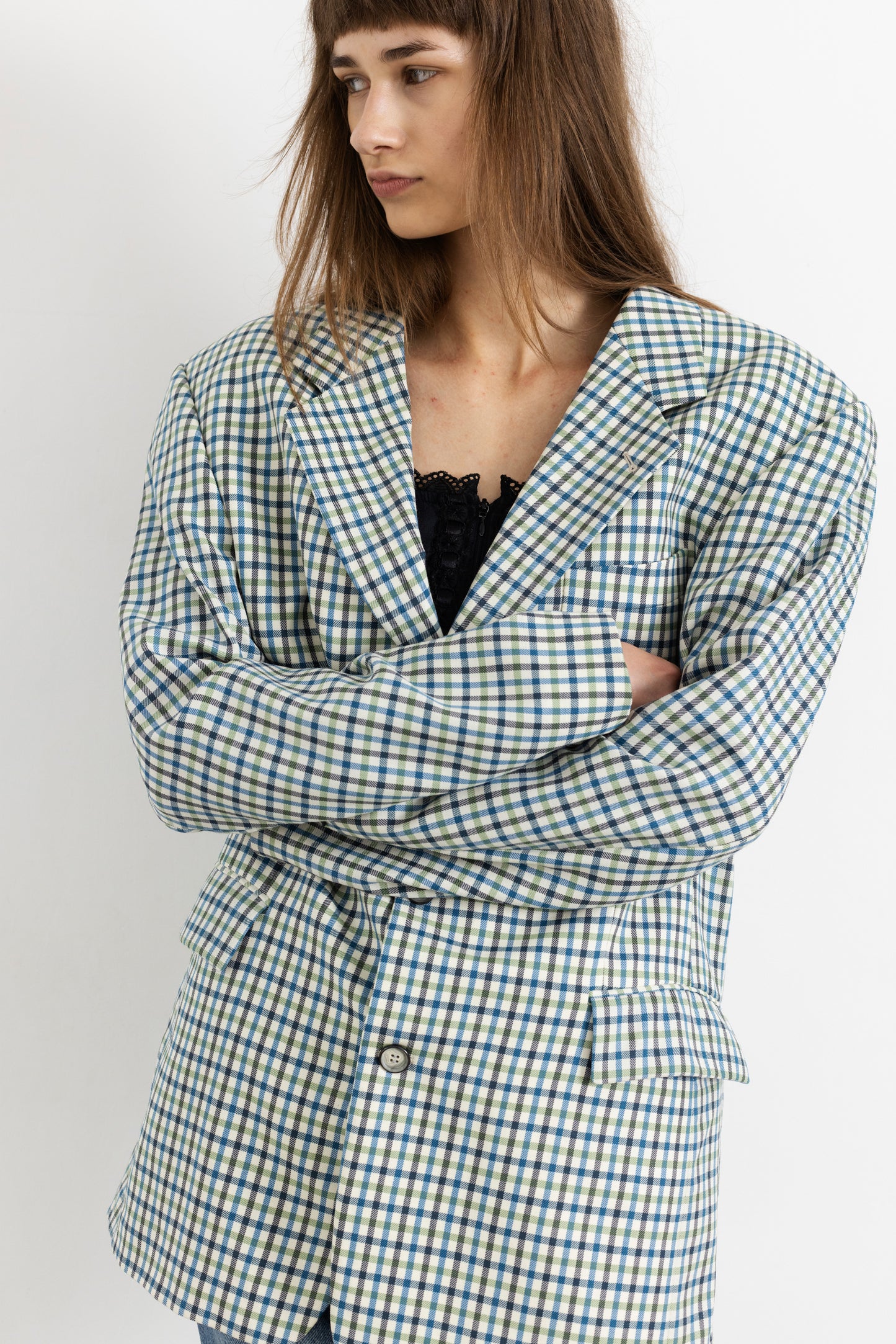 Vintage Rene Lezard Checked 100% Wool Blazer