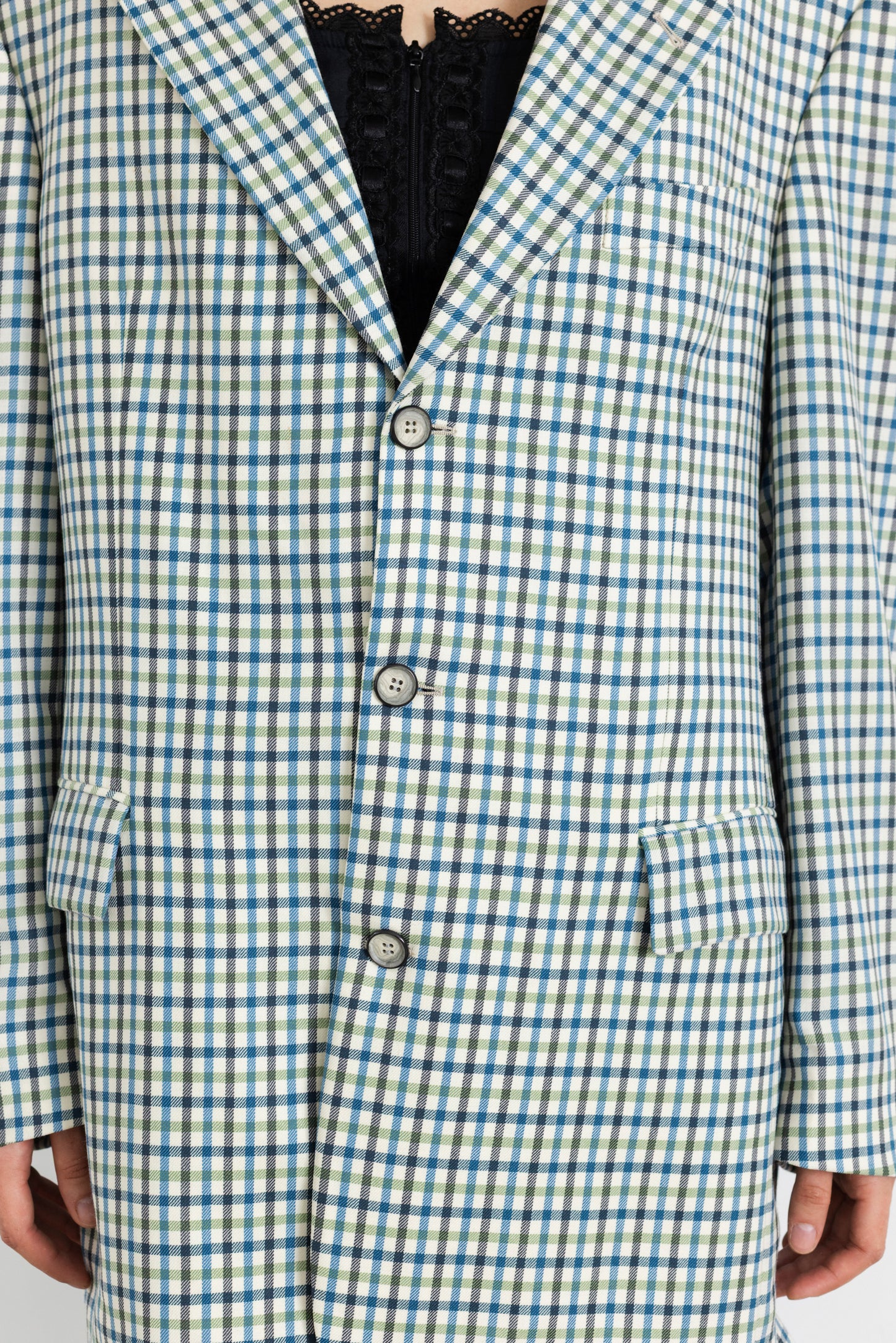 Vintage Rene Lezard Checked 100% Wool Blazer