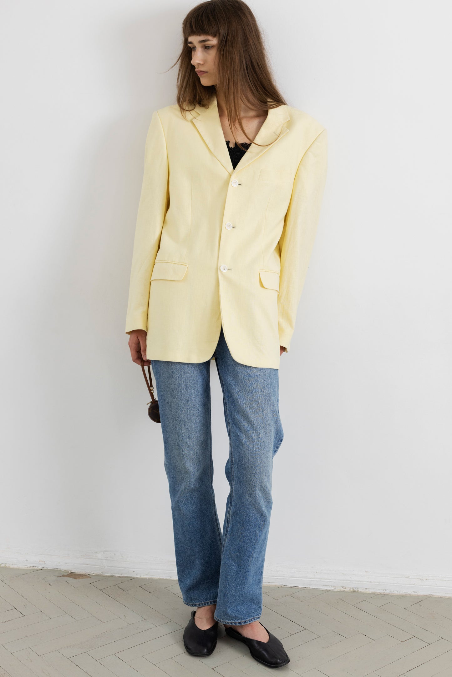 Vintage Lemon Yellow Linen Cotton Blazer
