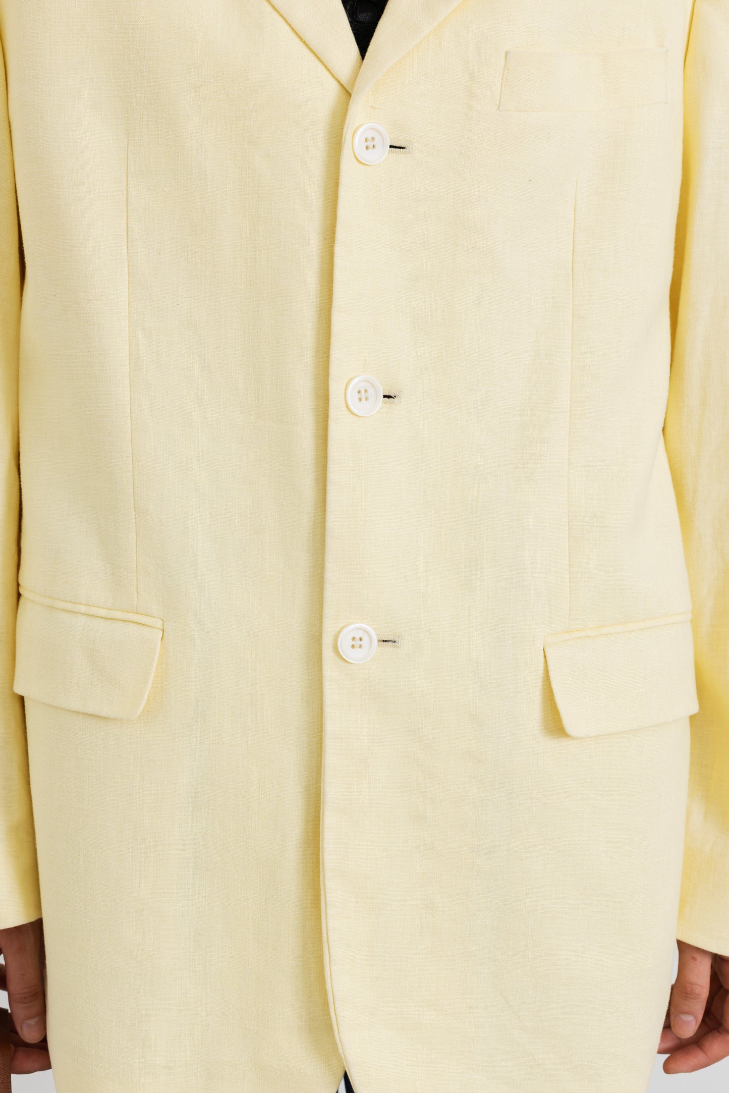 Vintage Lemon Yellow Linen Cotton Blazer