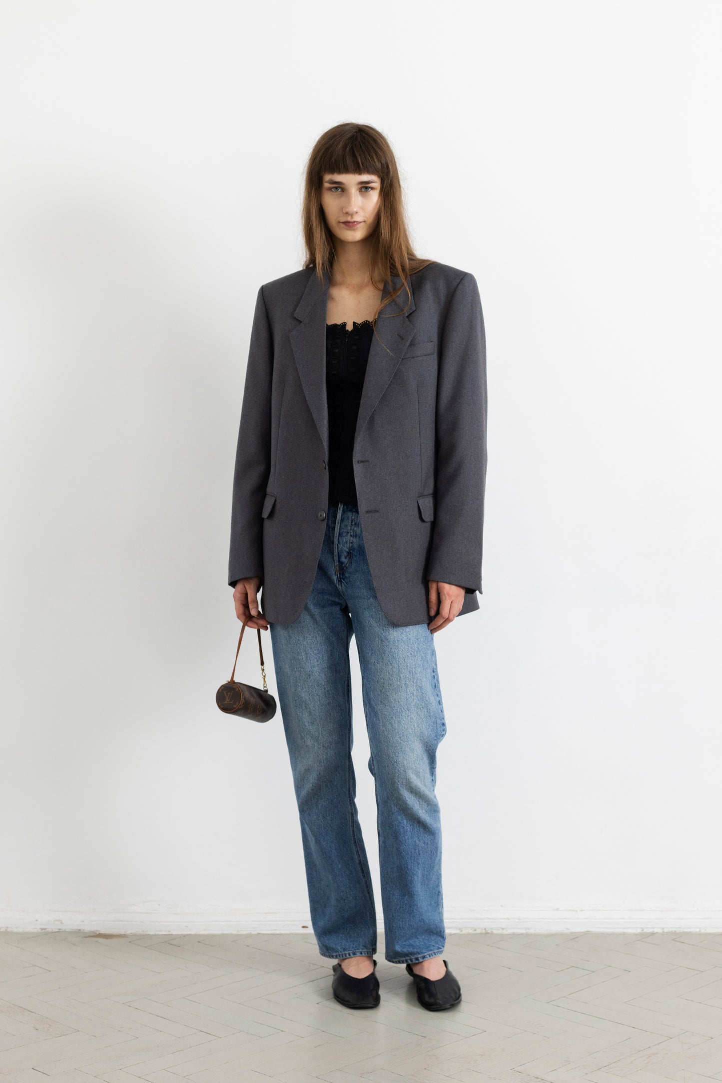 Vintage Grey 100% Wool Blazer