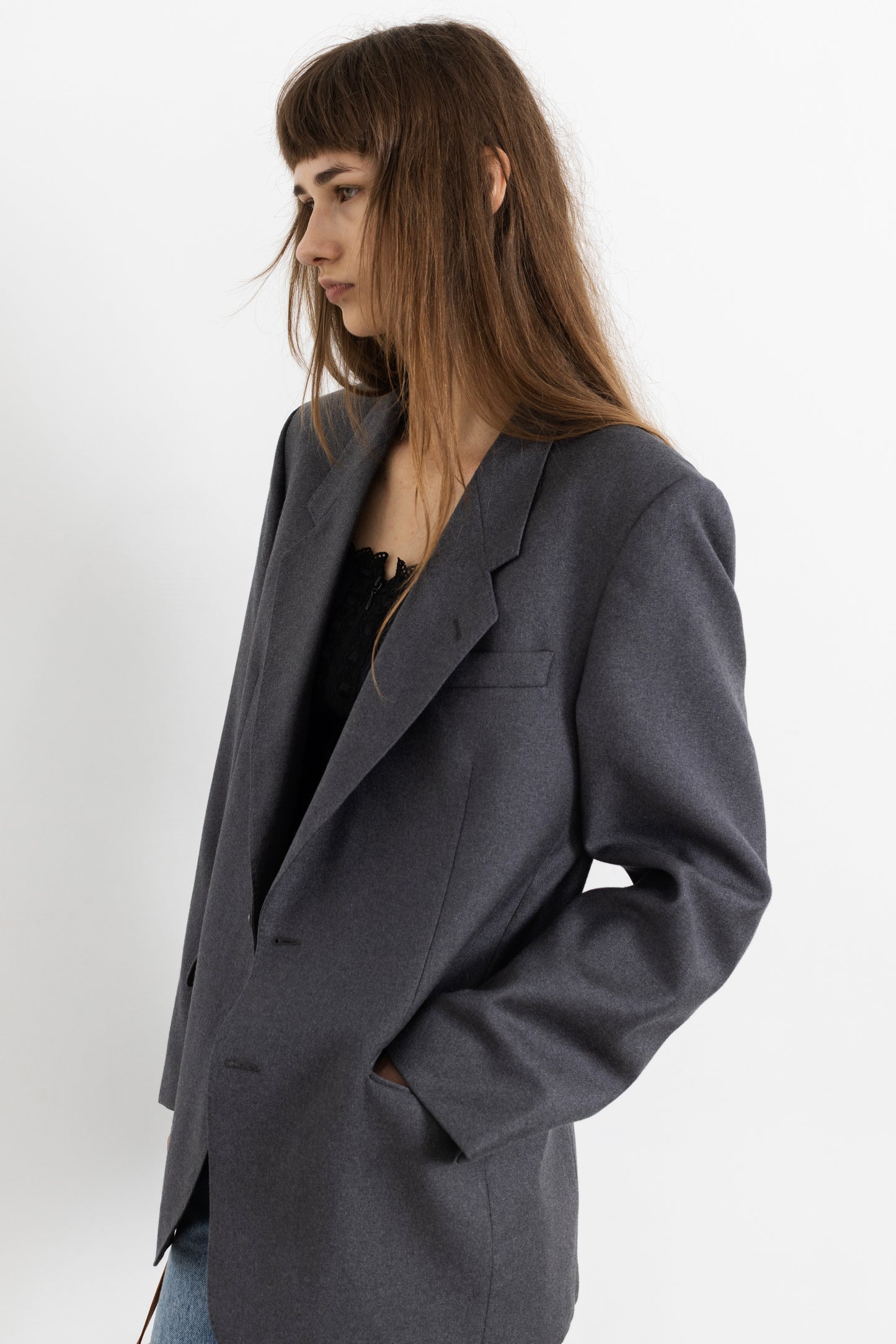 Vintage Grey 100% Wool Blazer