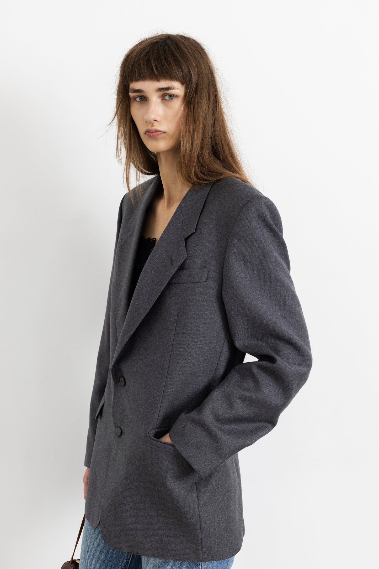 Vintage Grey 100% Wool Blazer