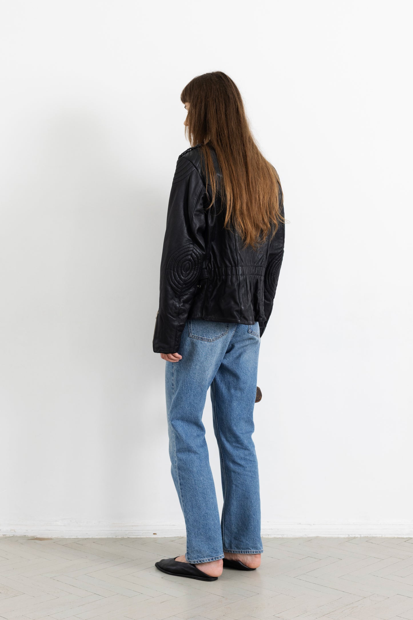 Vintage Black Thick Leather Biker Jacket