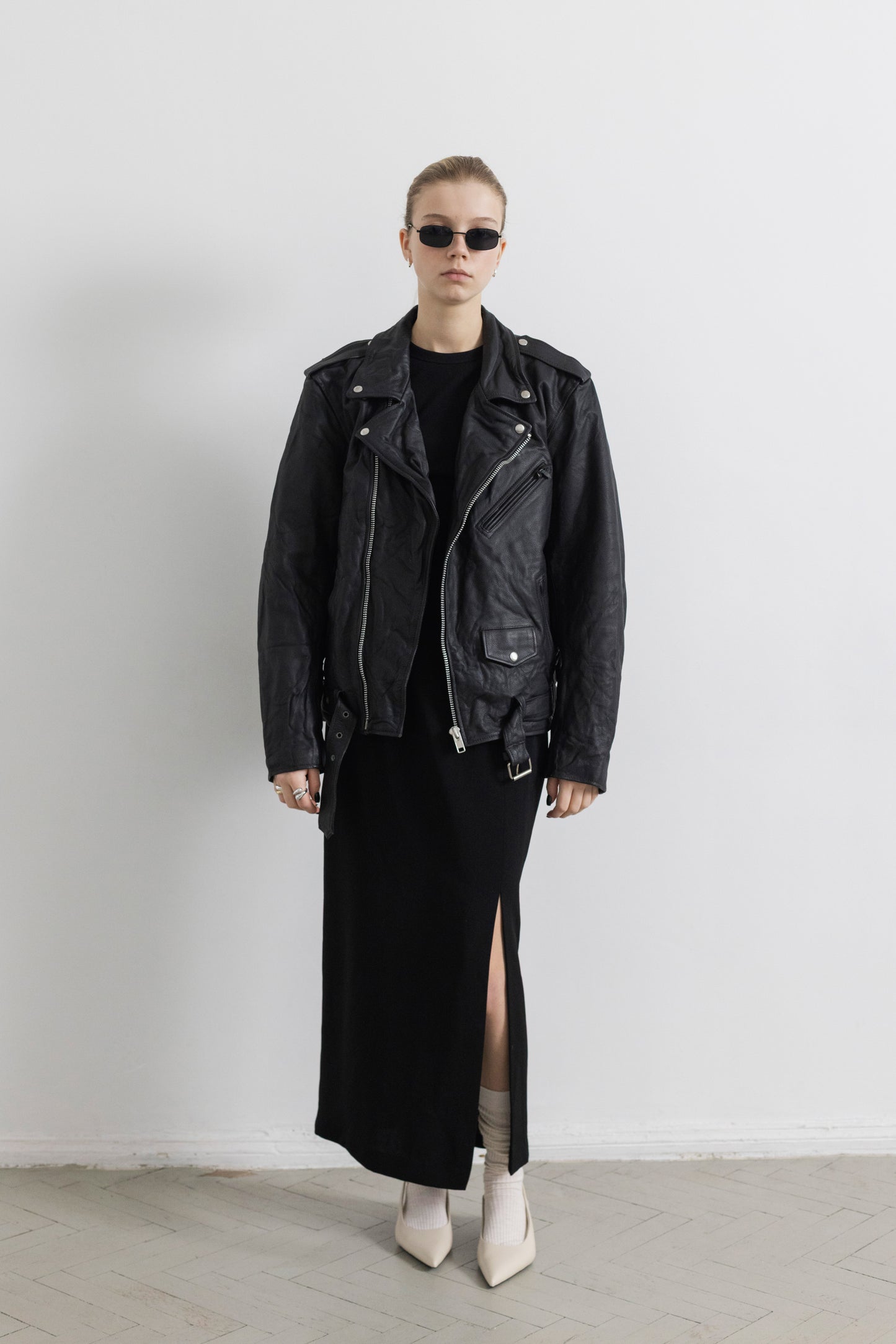 Vintage Black Biker Leather Jacket