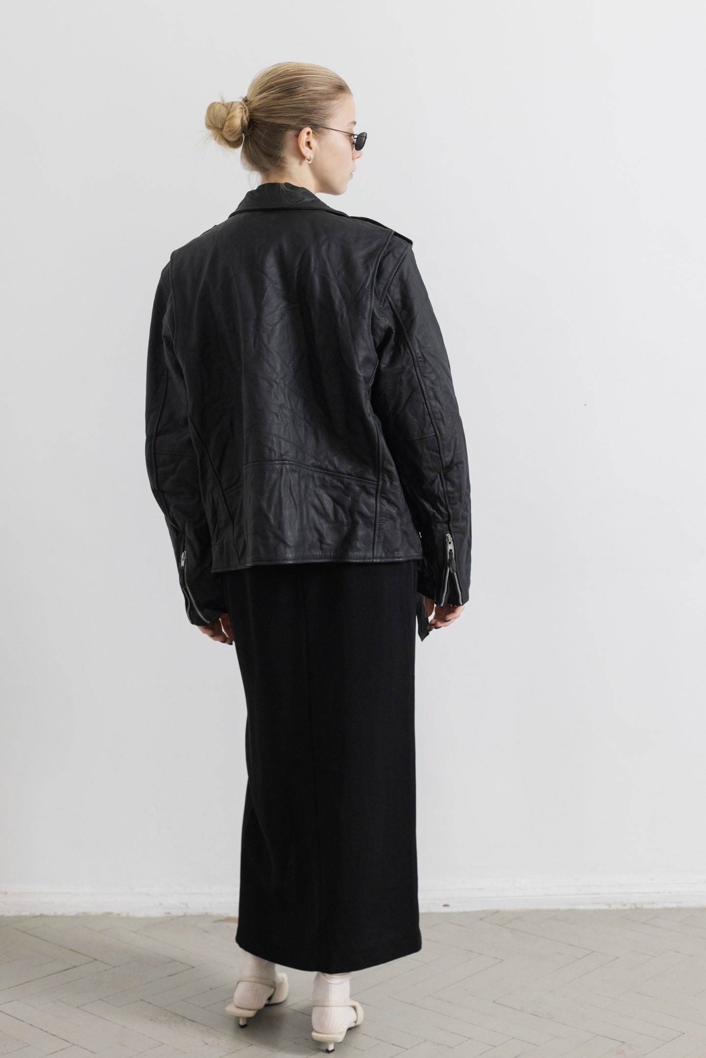 Vintage Black Biker Leather Jacket