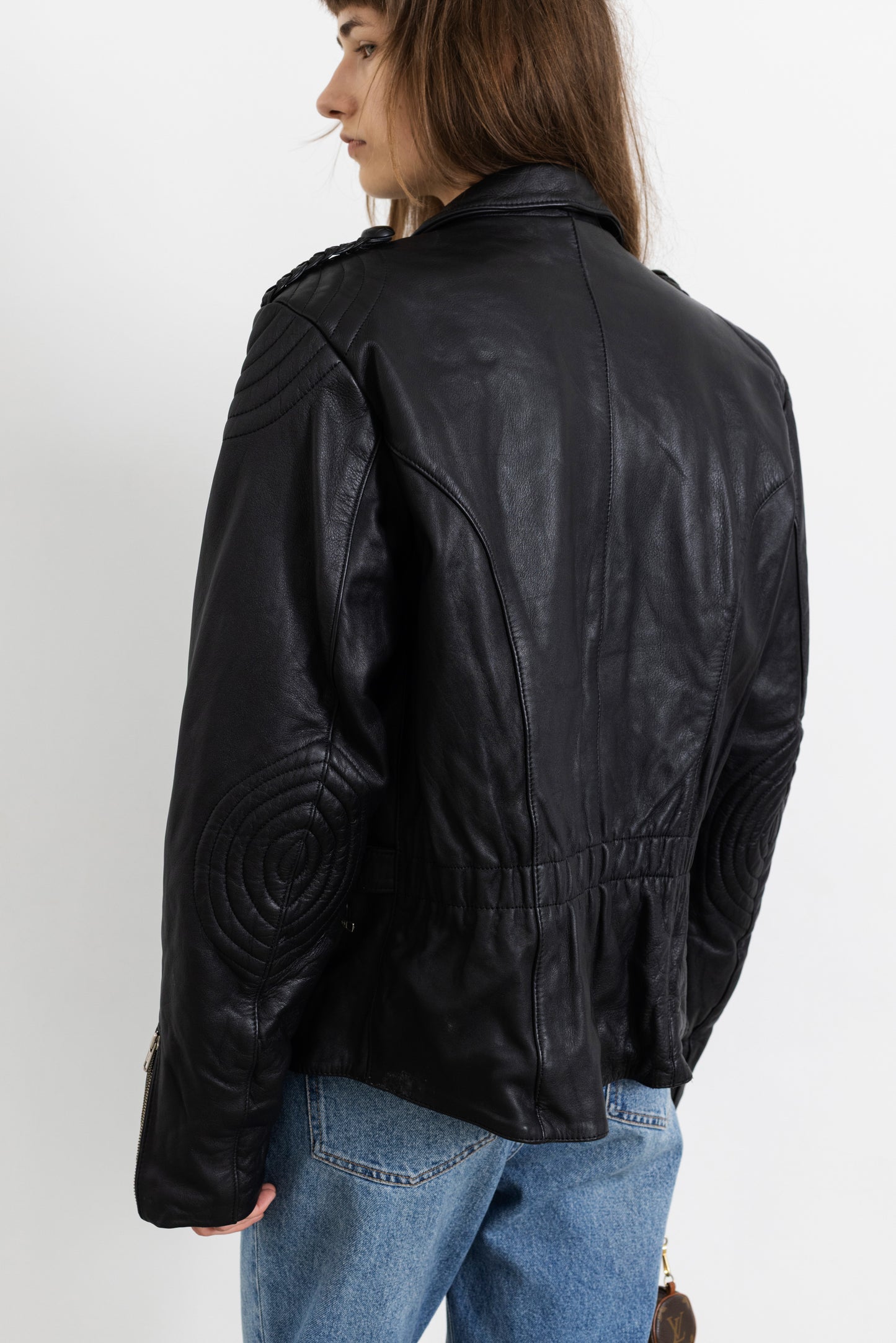 Vintage Black Thick Leather Biker Jacket
