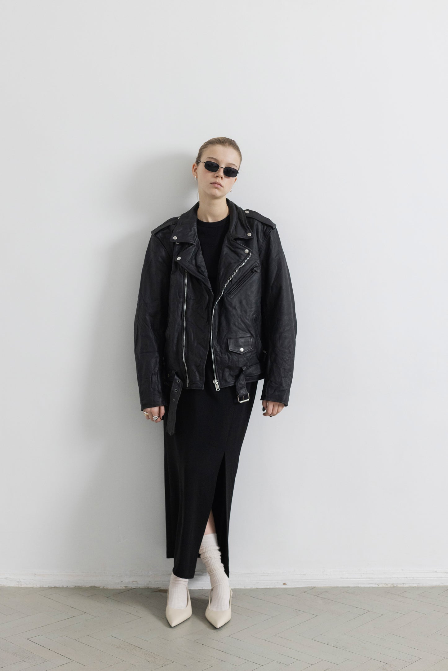 Vintage Black Biker Leather Jacket