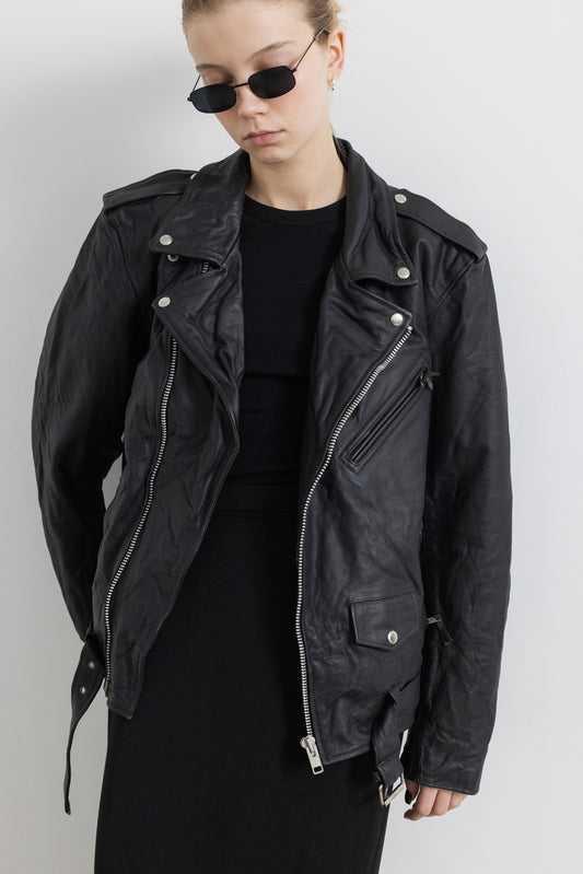 Vintage Black Biker Leather Jacket